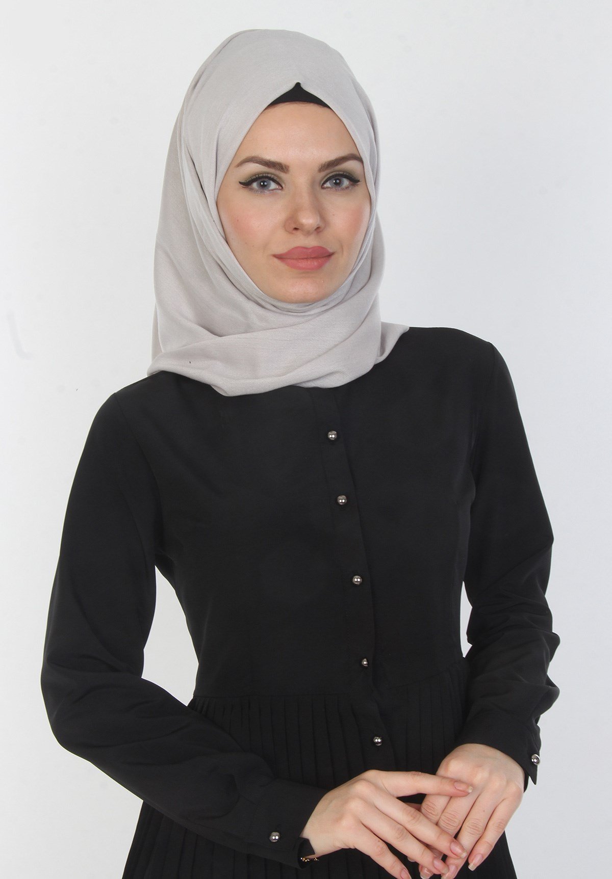 Düz Gri  Bayan Şal