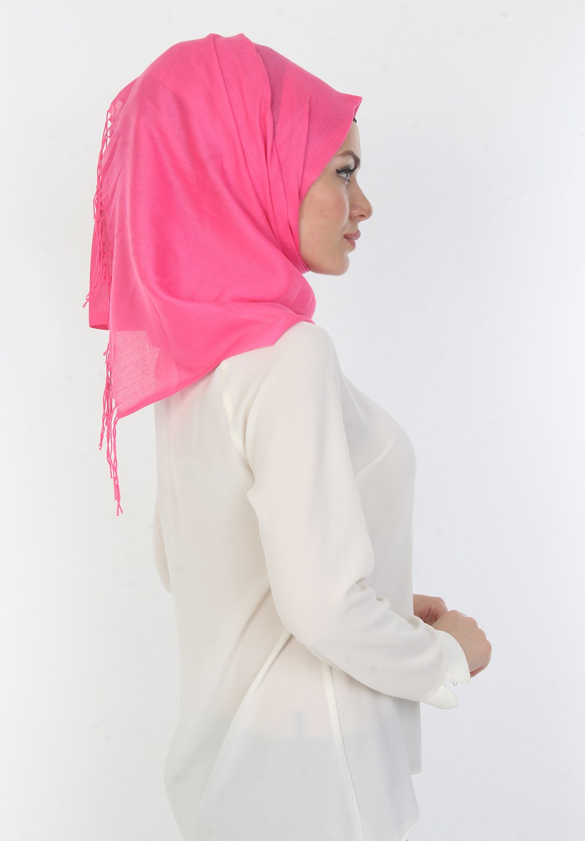 Düz Pembe Bayan Şal
