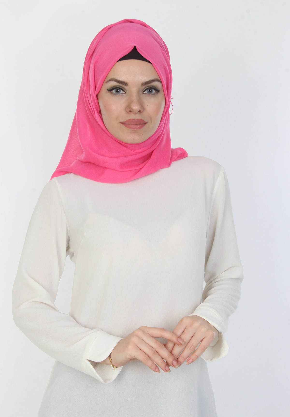 Düz Pembe Bayan Şal