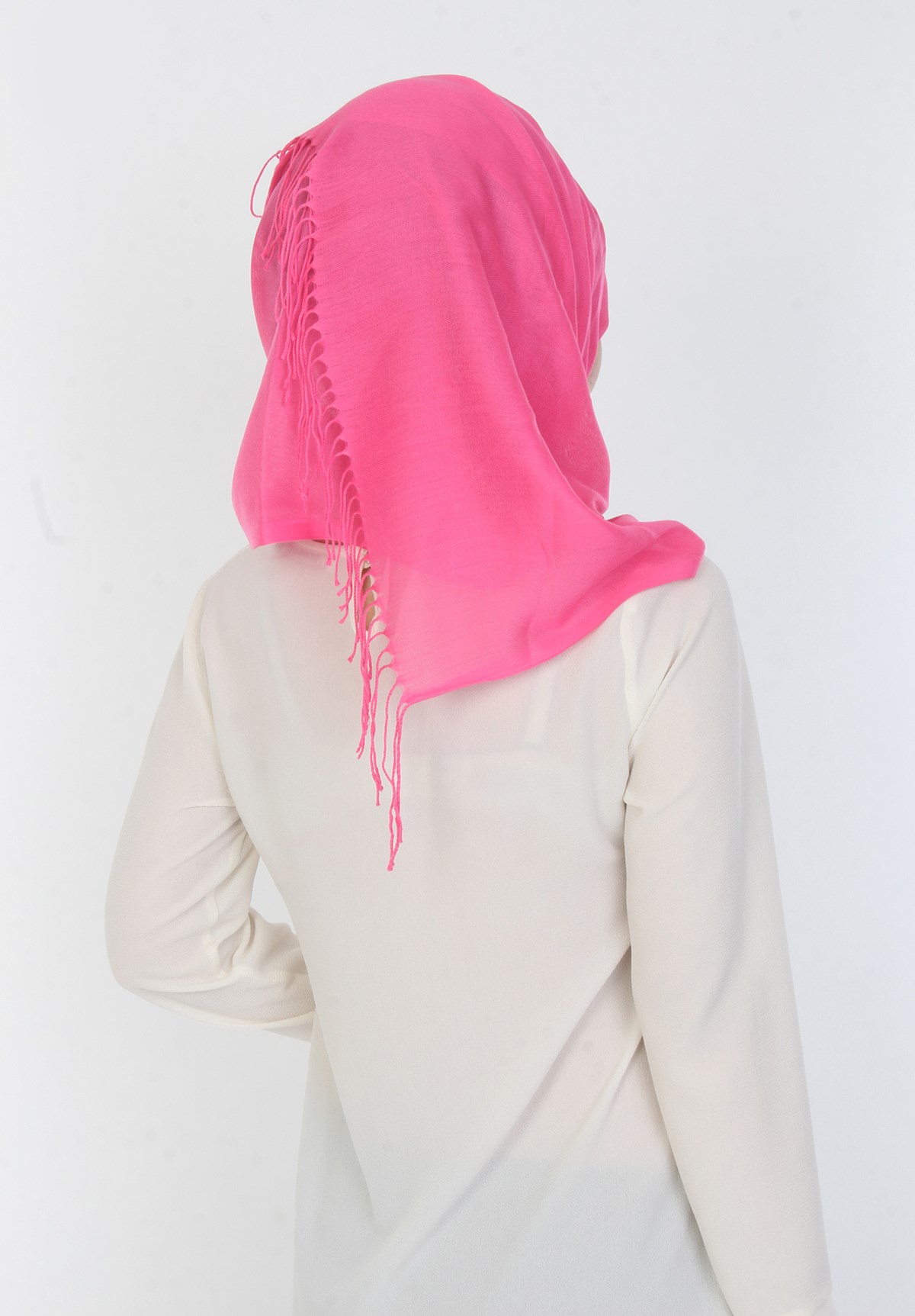 Düz Pembe Bayan Şal
