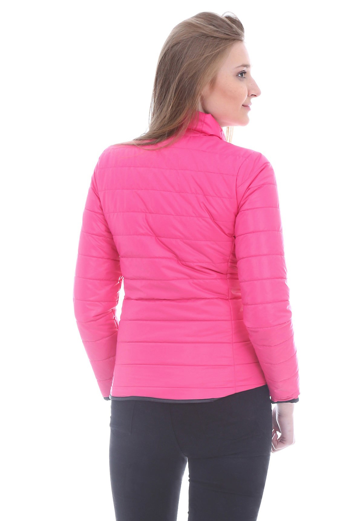 Fermuar Detaylı Siyah-Pembe-Haki Mont