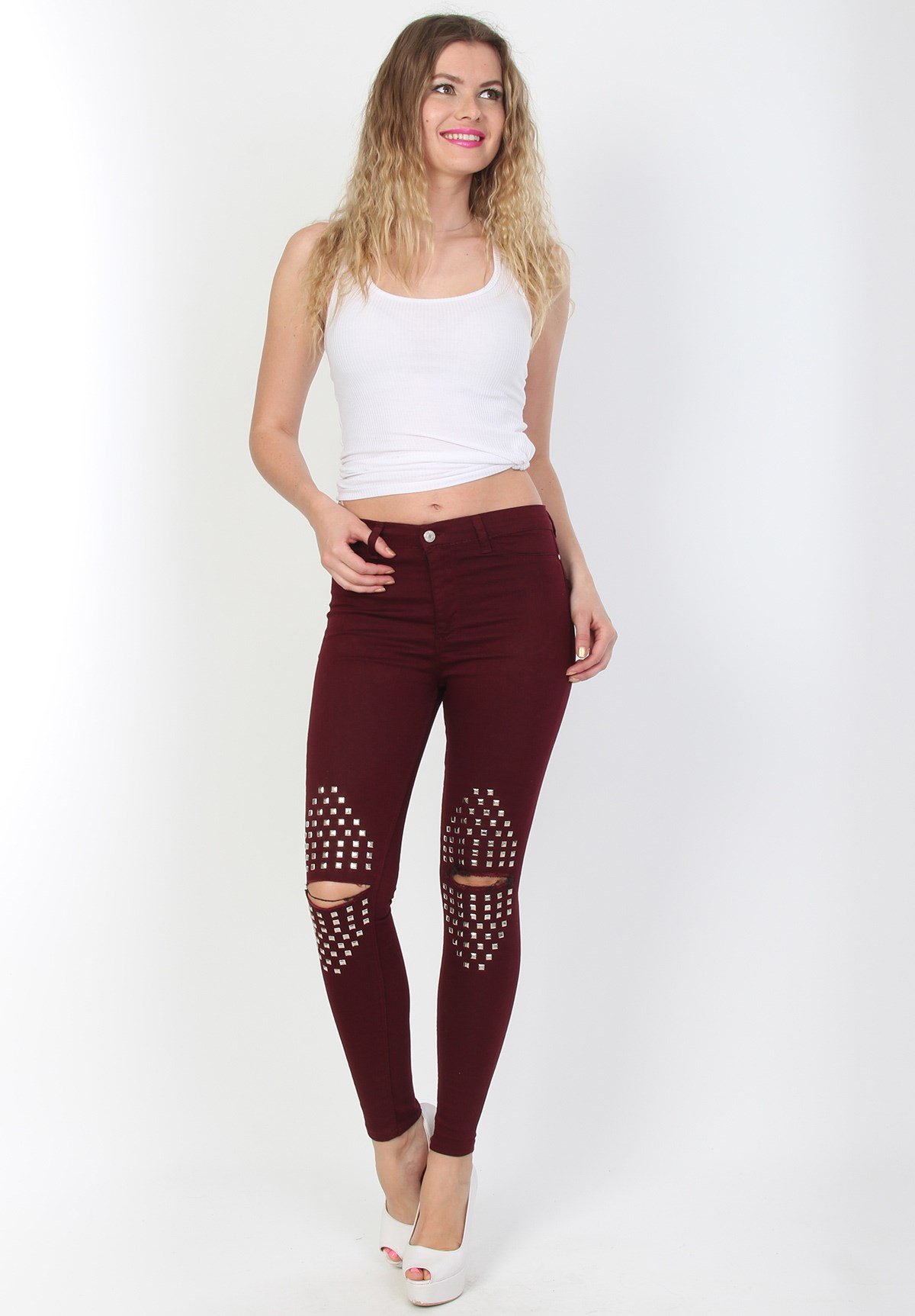 Full Likralı Taşlı Bayan Kot Pantolon - YDY2109	 