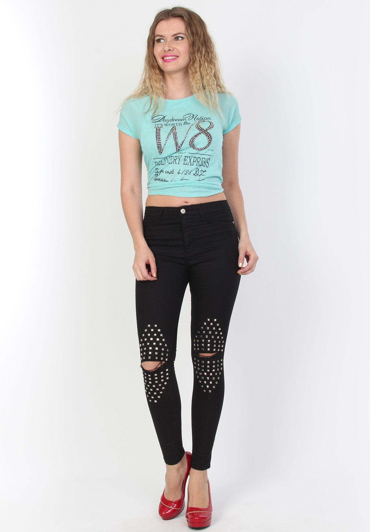 Full Likralı Taşlı Bayan Kot Pantolon - YDY2109	 