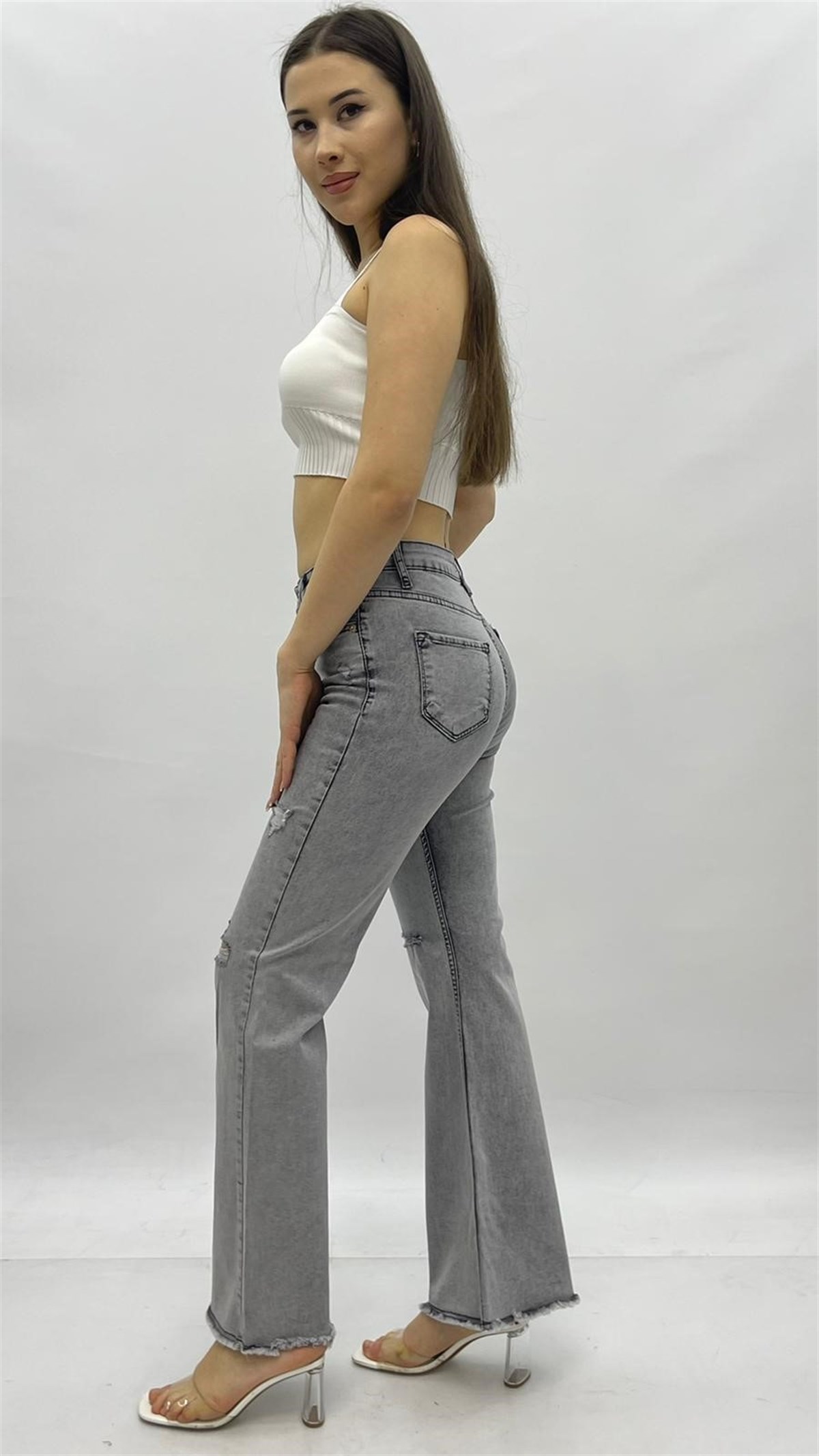 İspanyol Paça Likralı Bayan Pantolon 128887