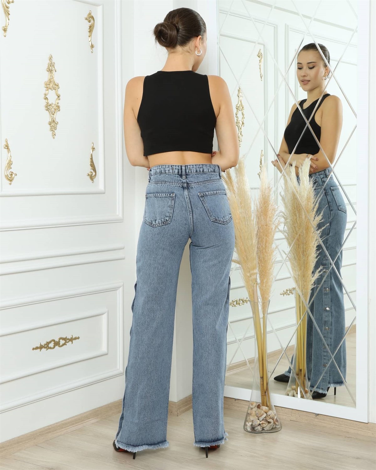 Kadın Bol Paça Kot pantolon 100254