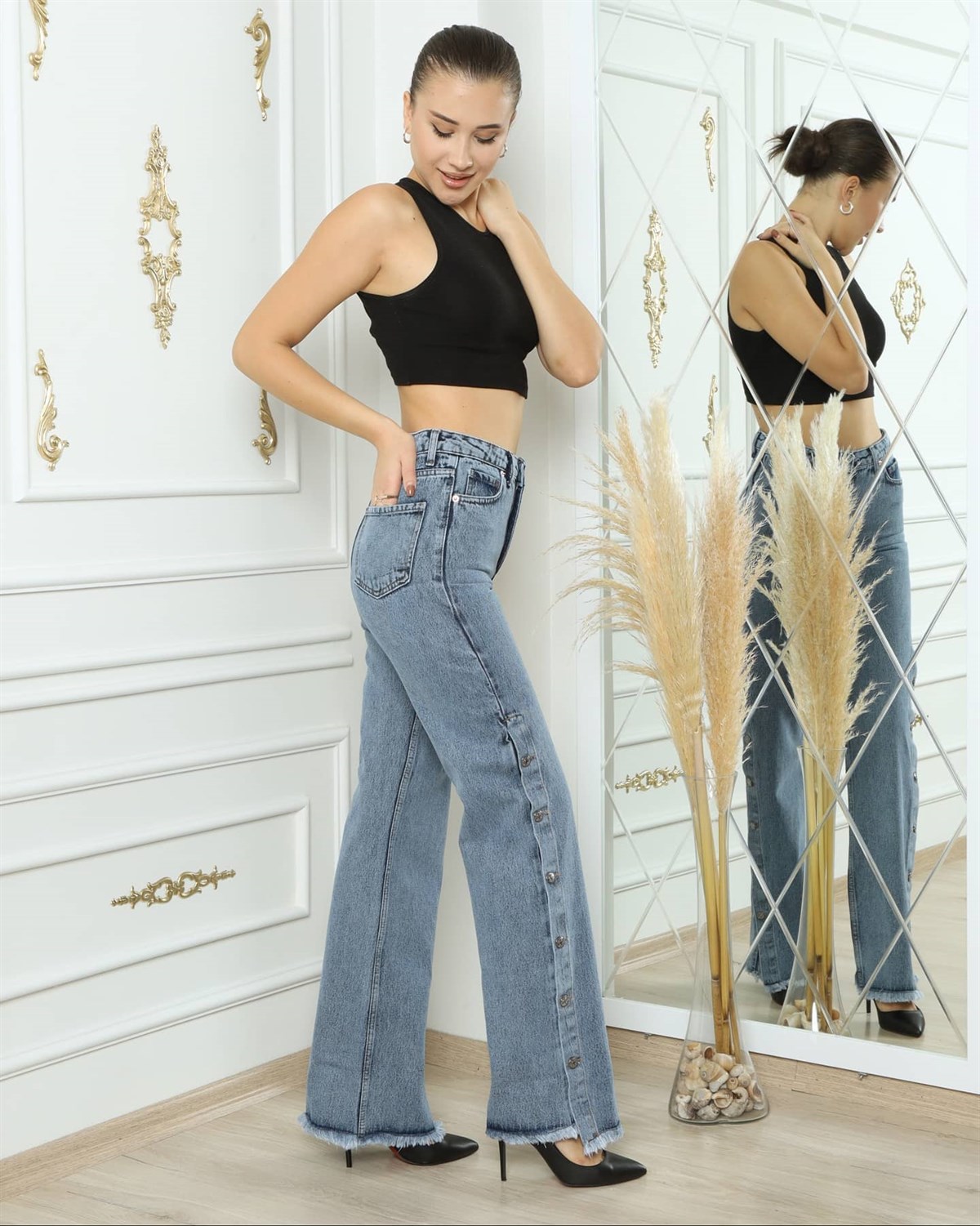 Kadın Bol Paça Kot pantolon 100254