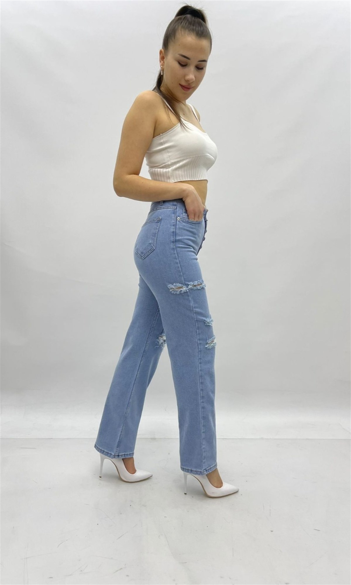 Kadın Bol Paça Kot pantolon 422254