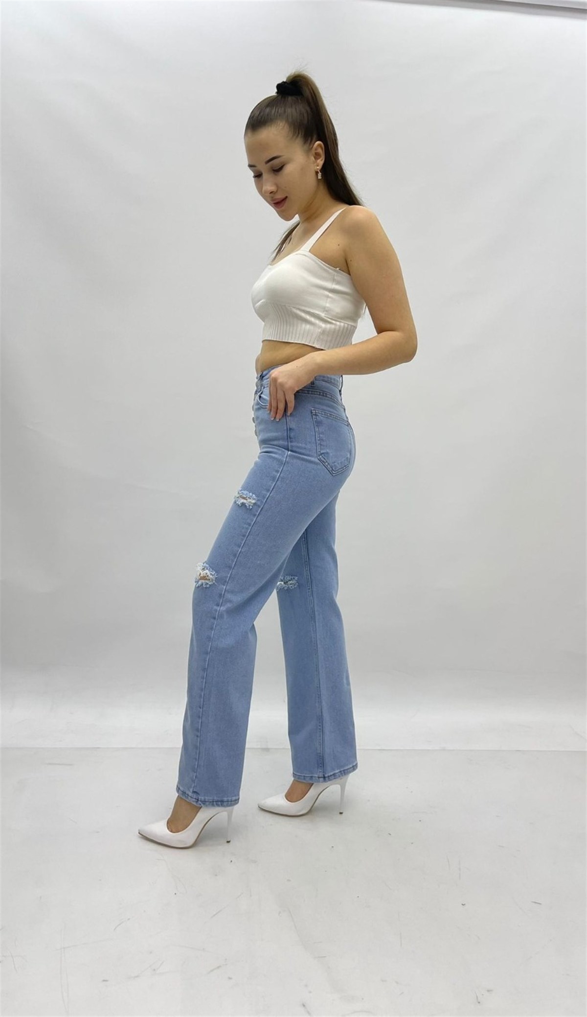 Kadın Bol Paça Kot pantolon 422254