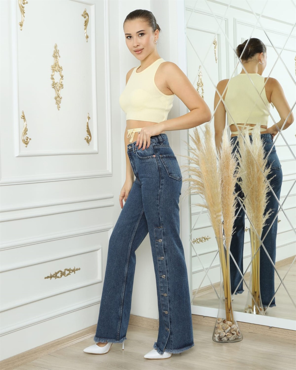 Kadın Bol Paça Kot pantolon 990254