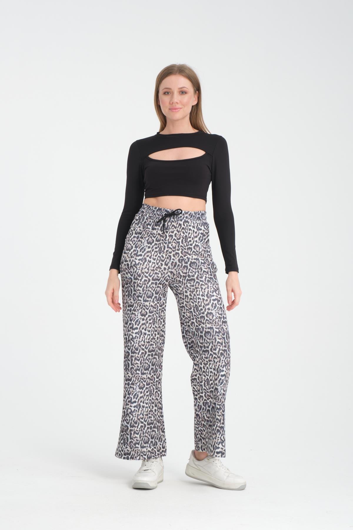 Leopar bol paça pantolon 80010 