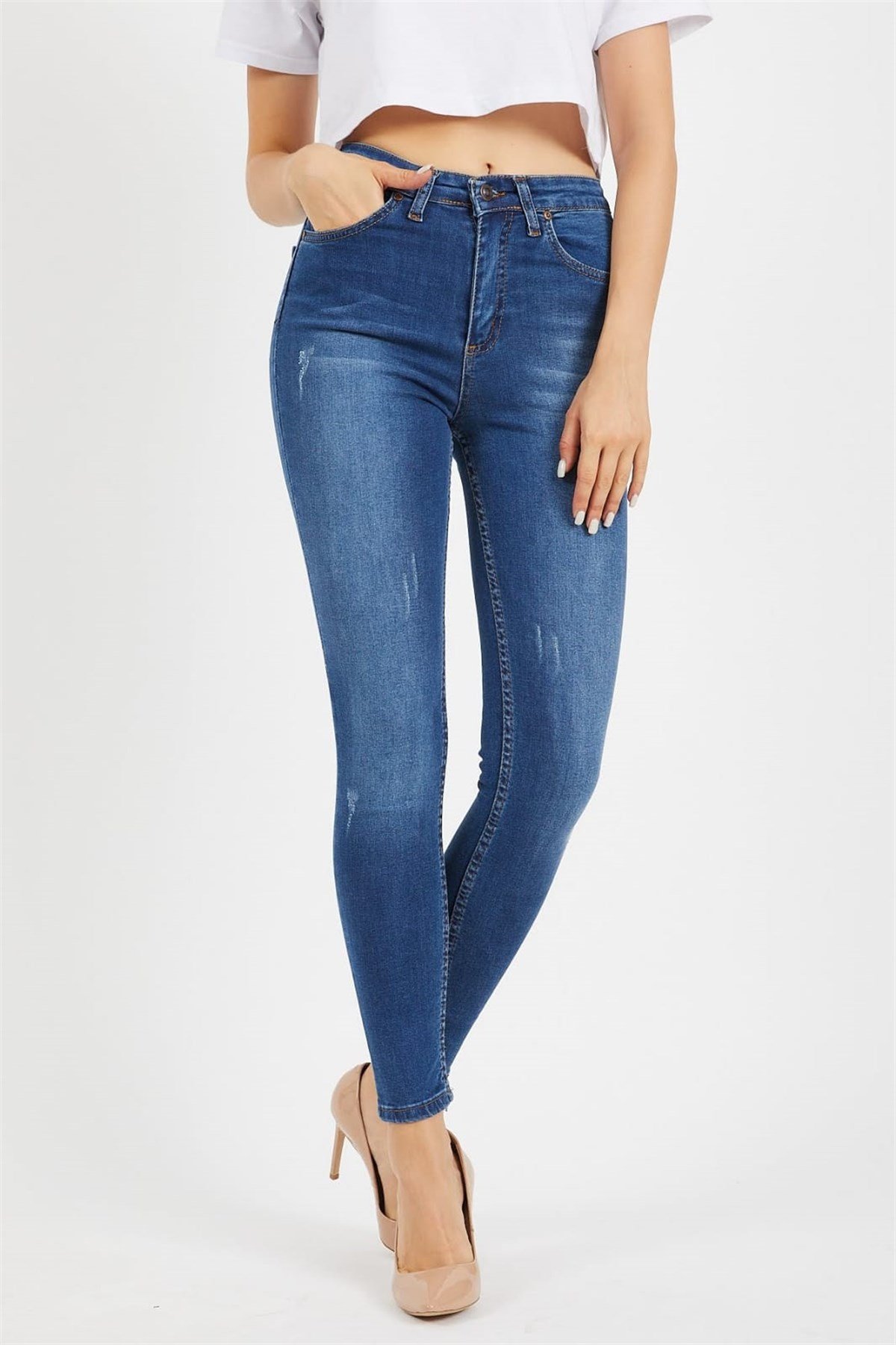 Likralı Bayan Kot Pantolon 0996