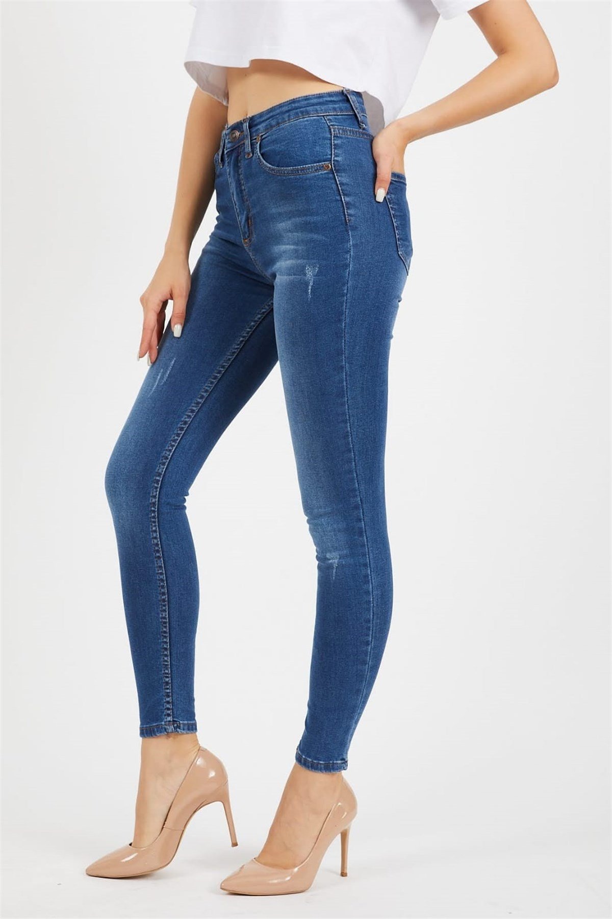 Likralı Bayan Kot Pantolon 0996