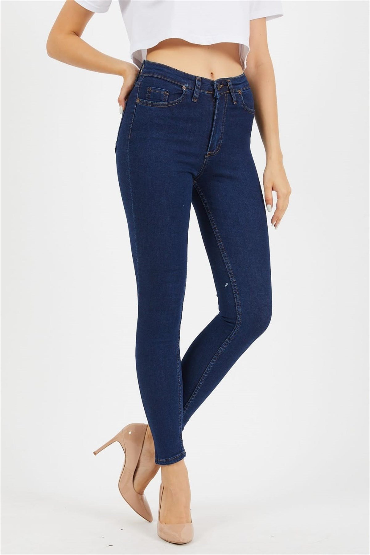 Likralı Bayan Kot Pantolon 22869