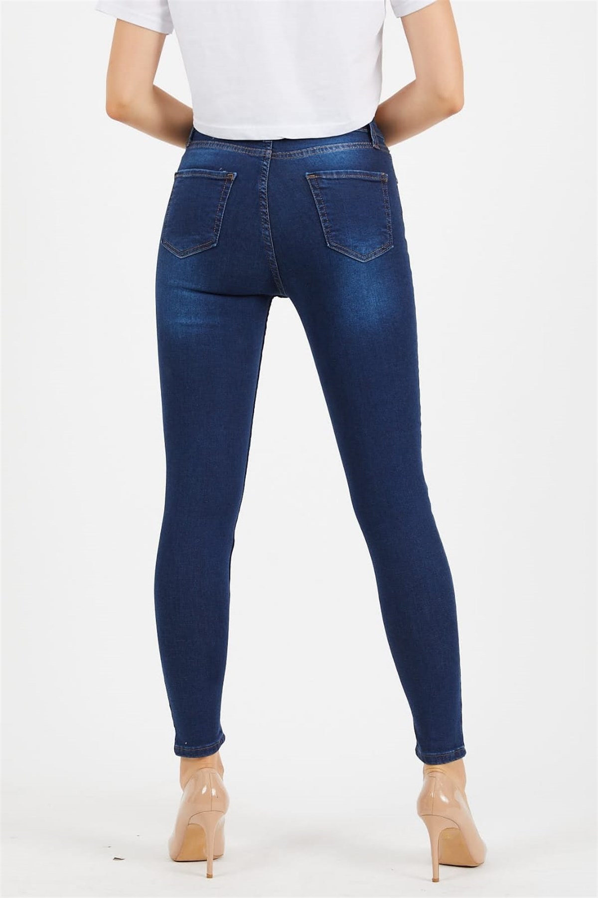 Likralı Bayan Kot Pantolon 2859