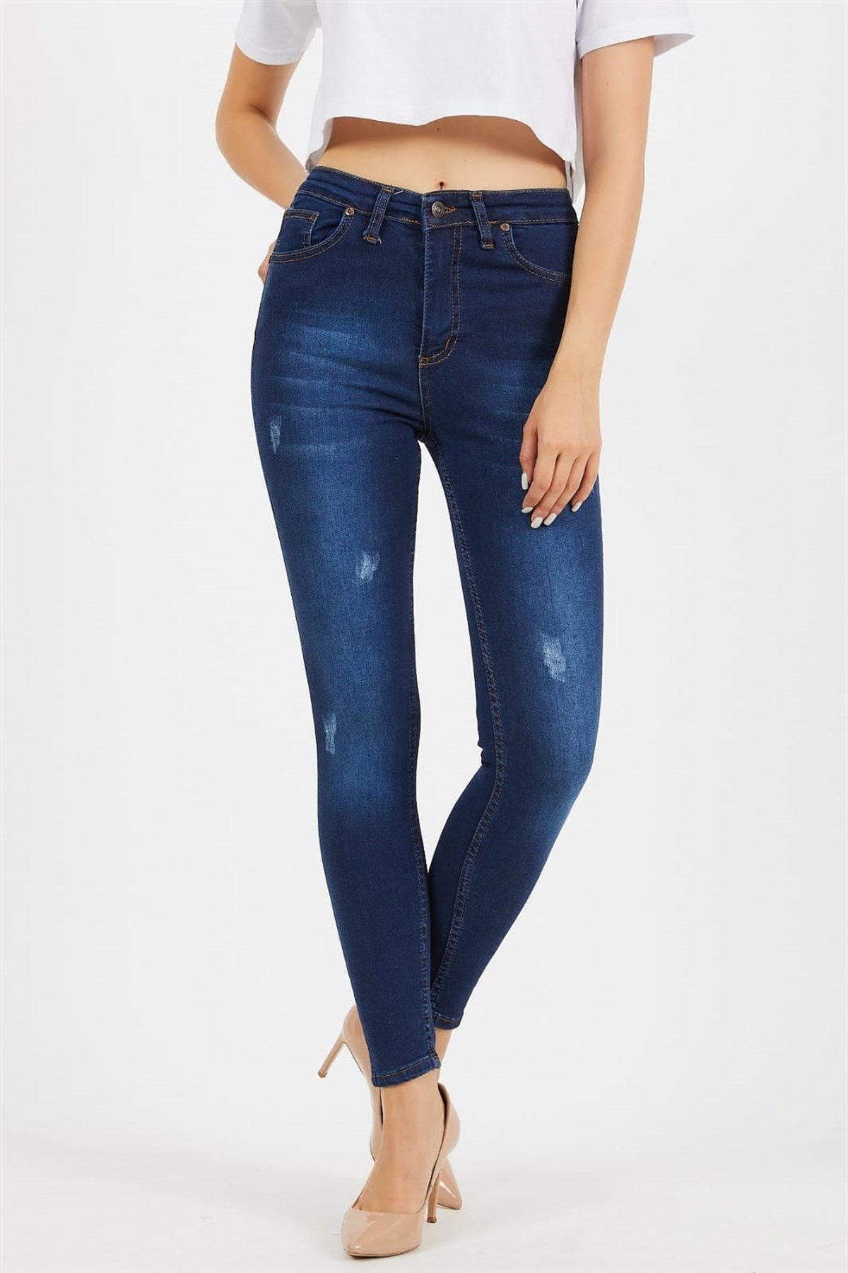 Likralı Bayan Kot Pantolon 2859