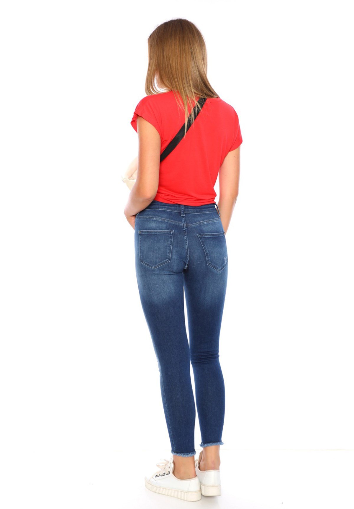 Likralı Dar Paça Bayan Kot Pantolon Mavi-4679