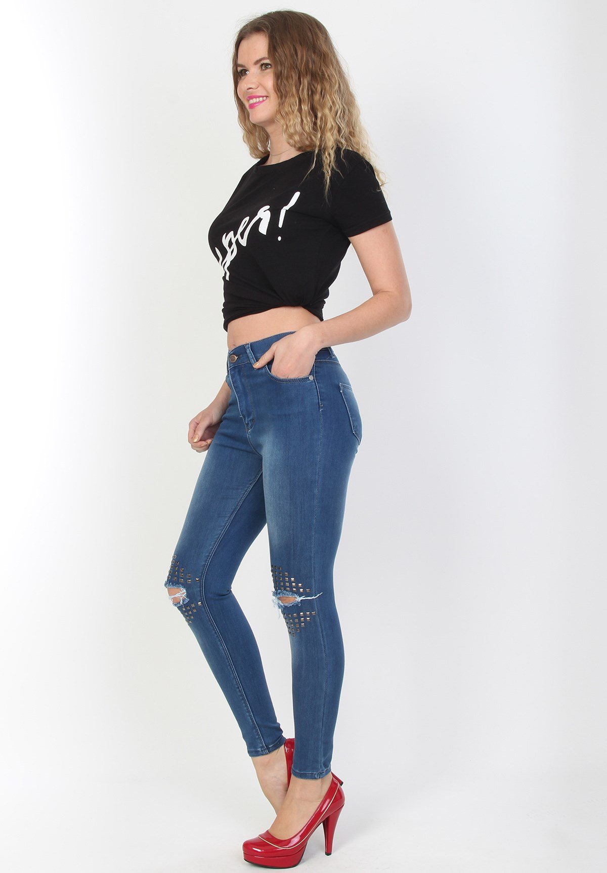 Likralı Taşlı Bayan Kot Pantolon - YDY2112