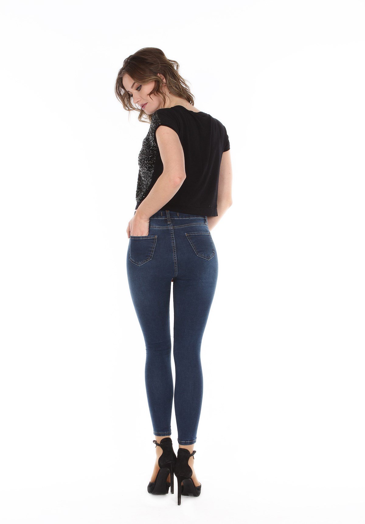 Mavi Yırtık Bayan Kot Pantolon