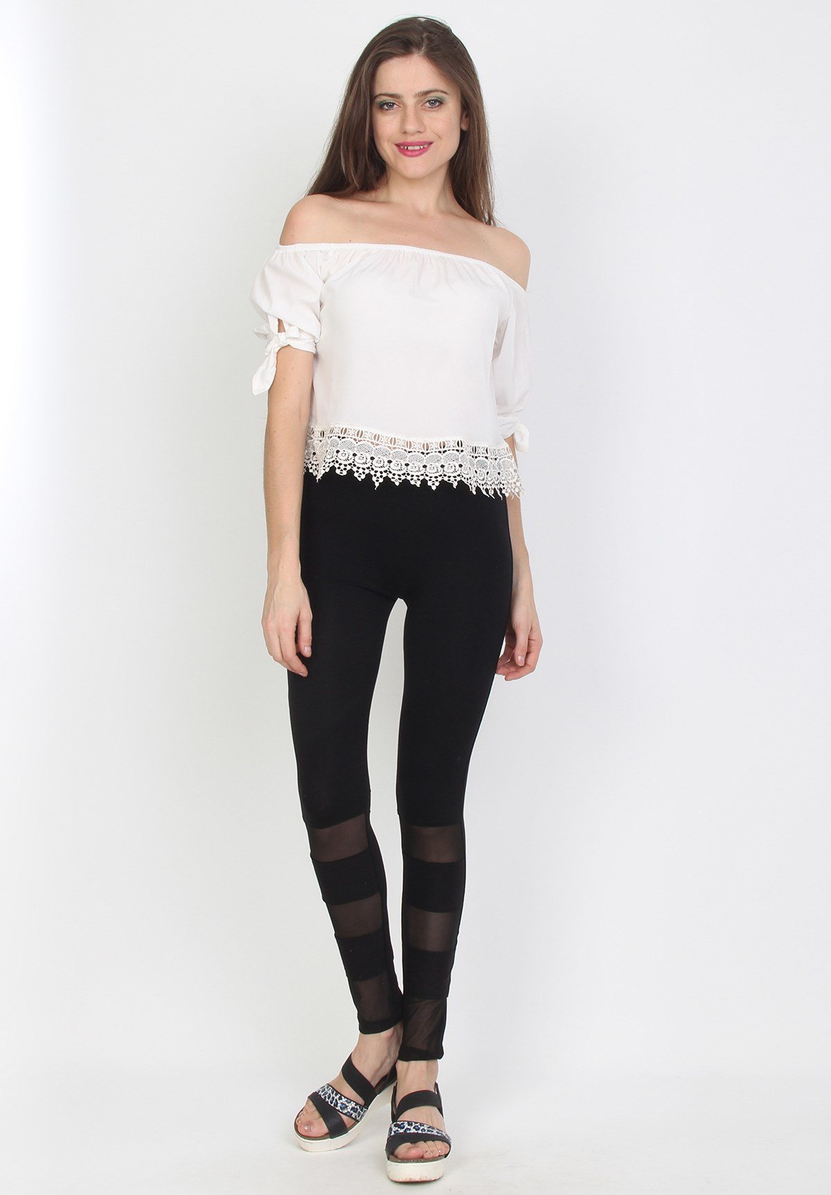 Pencere Detaylı Bayan Siyah Tayt