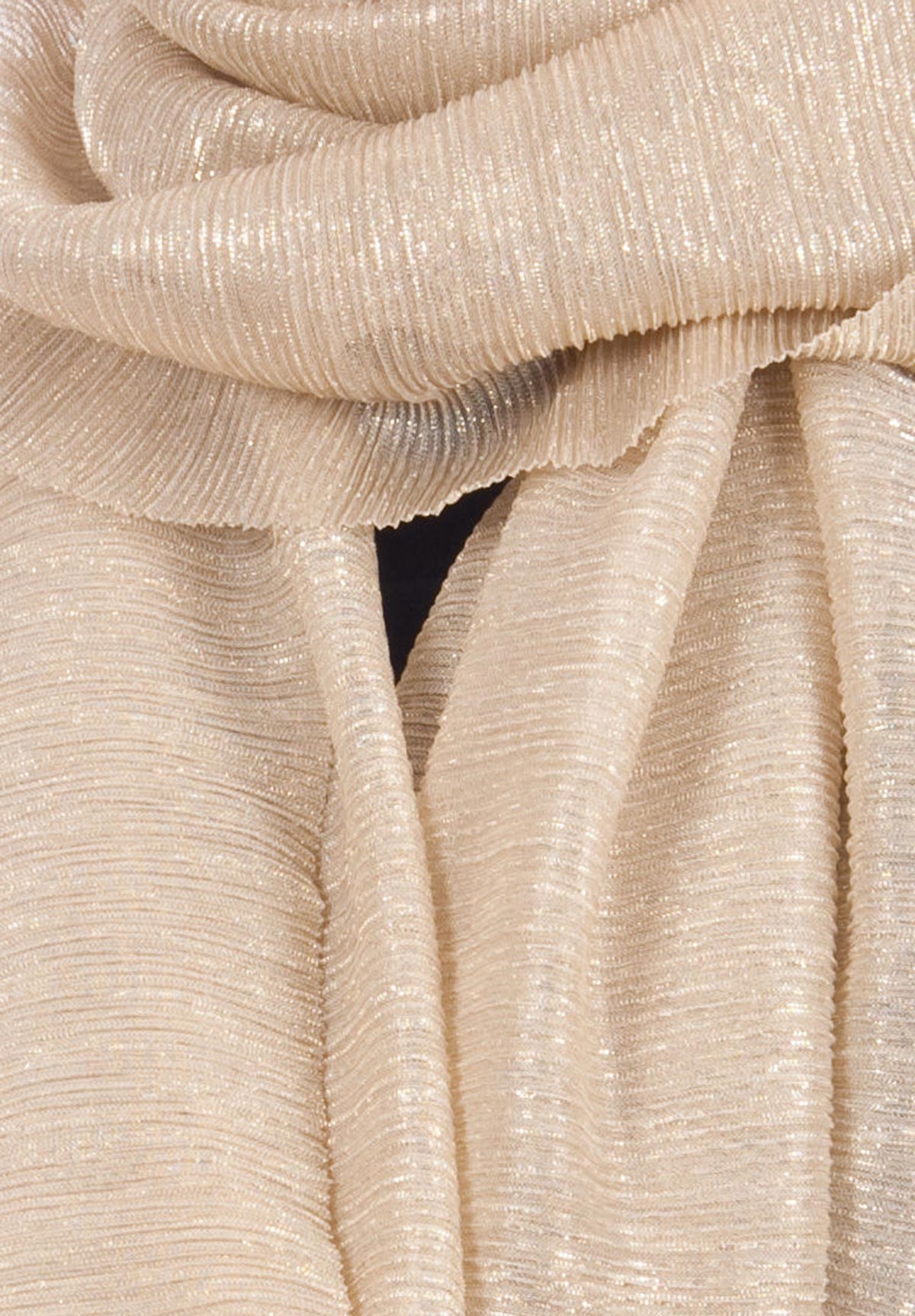 Simli Akordeon Şal Altın Sarısı