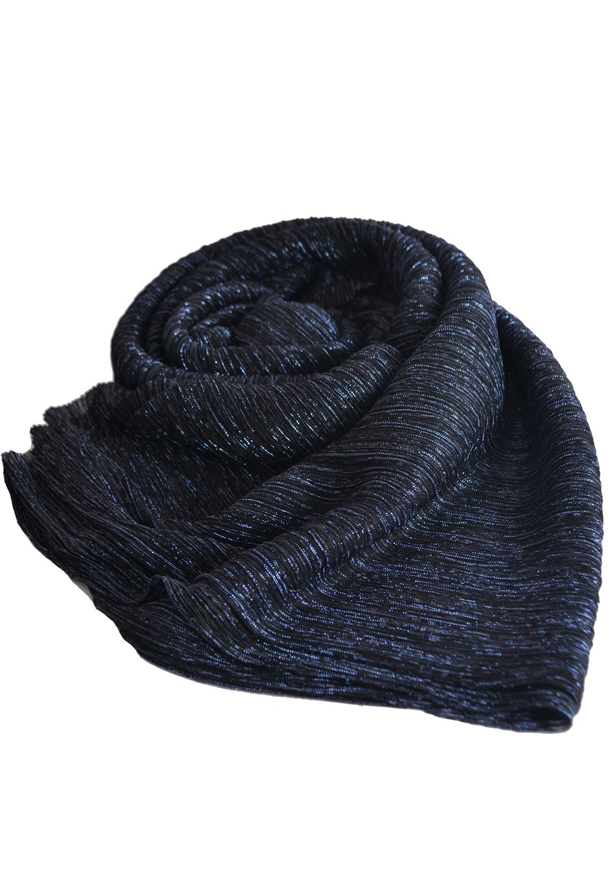 Simli Akordeon Şal Lacivert