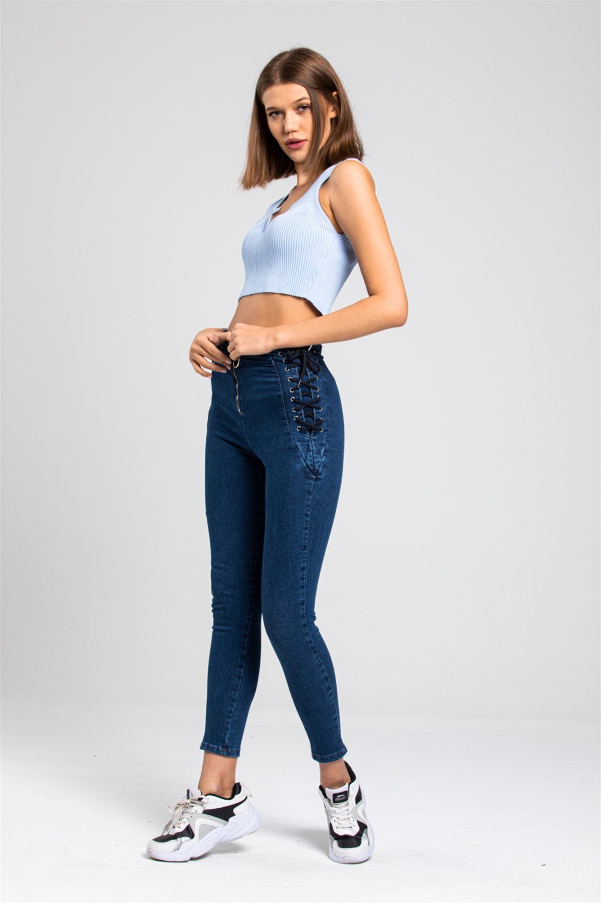 Yanı Bağcıklı Bayan Kot Pantolon 62414241
