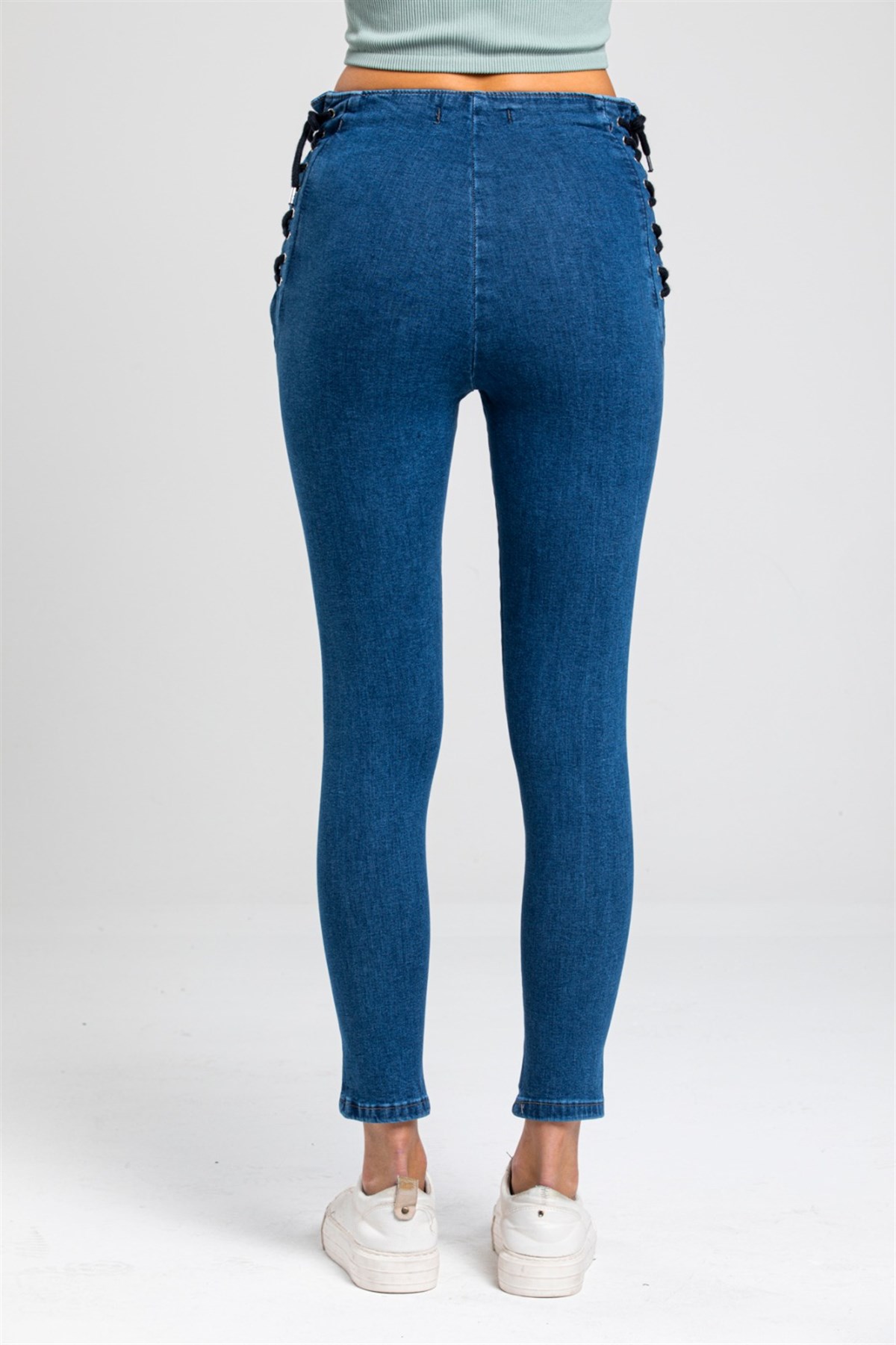 Yanı Bağcıklı Bayan Kot Pantolon 6964241