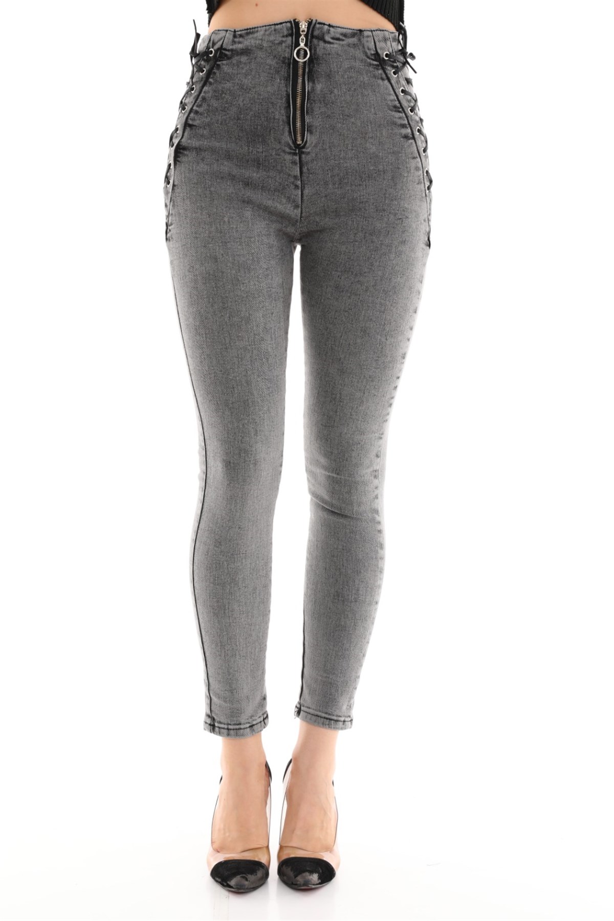 Yanı Bağcıklı Kot Pantolon 2264241