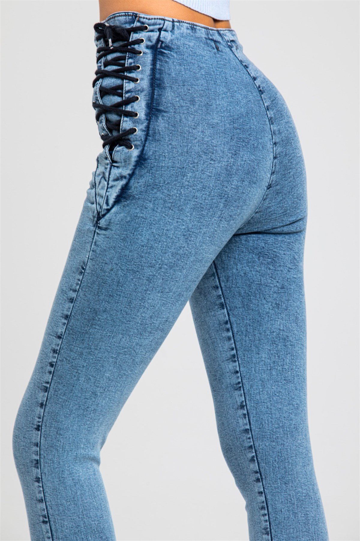 Yanı Bağcıklı Kot Pantolon 2414241