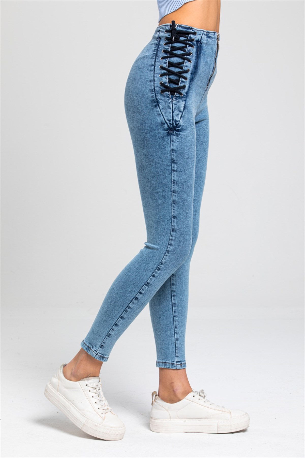 Yanı Bağcıklı Kot Pantolon 2414241