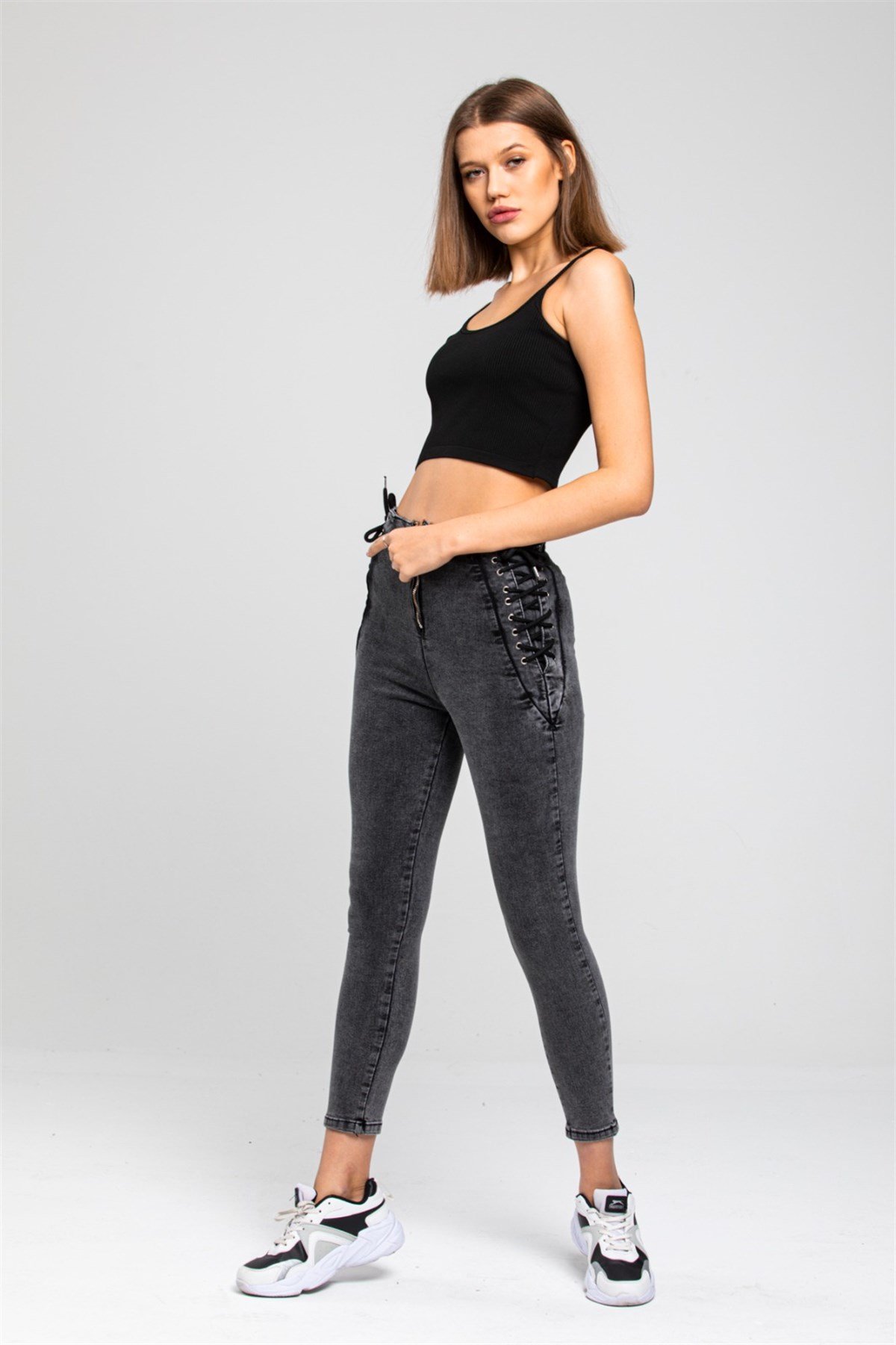 Yanı Bağcıklı Kot Pantolon414241