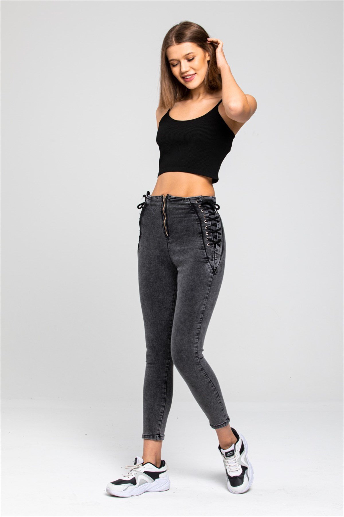 Yanı Bağcıklı Kot Pantolon414241