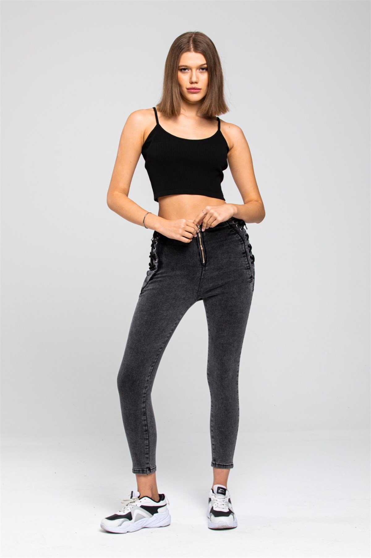 Yanı Bağcıklı Kot Pantolon414241