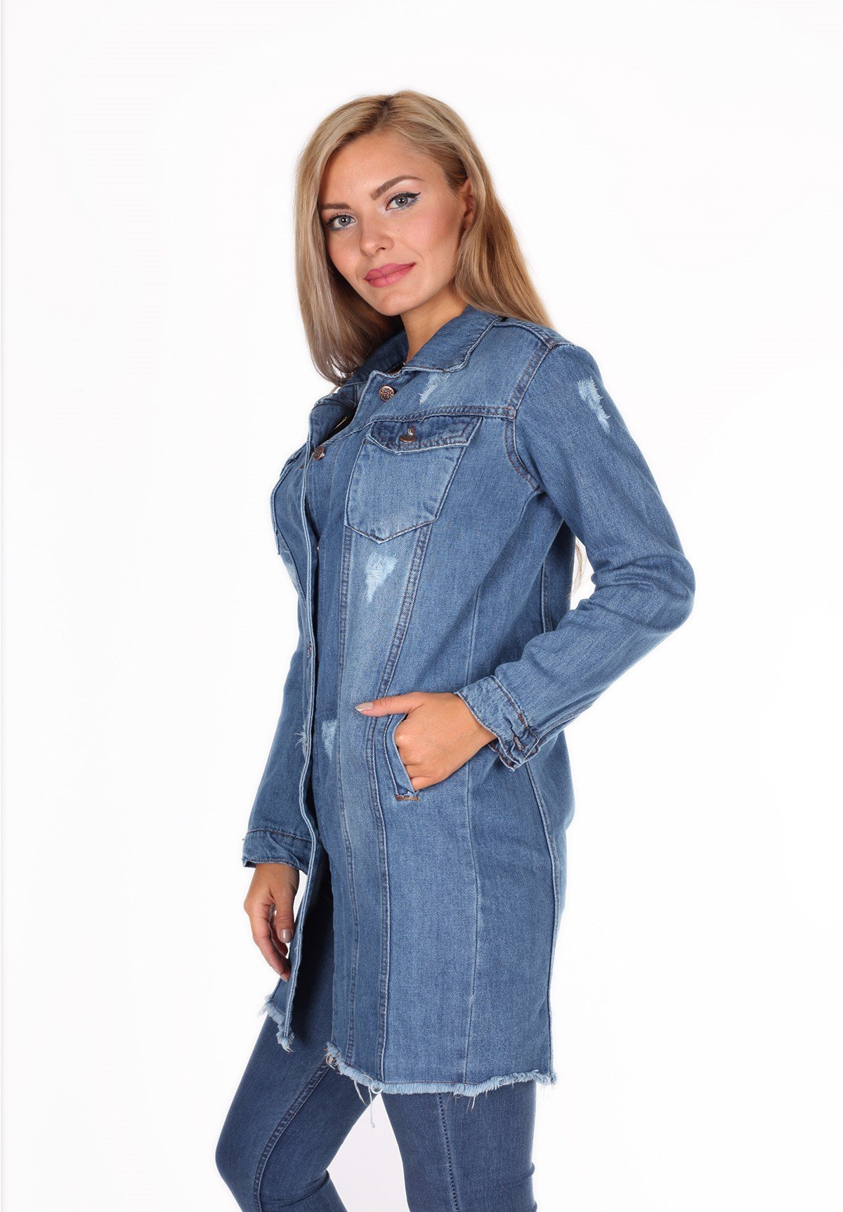 Yeni Model Mavi Kot Tunik Ceket