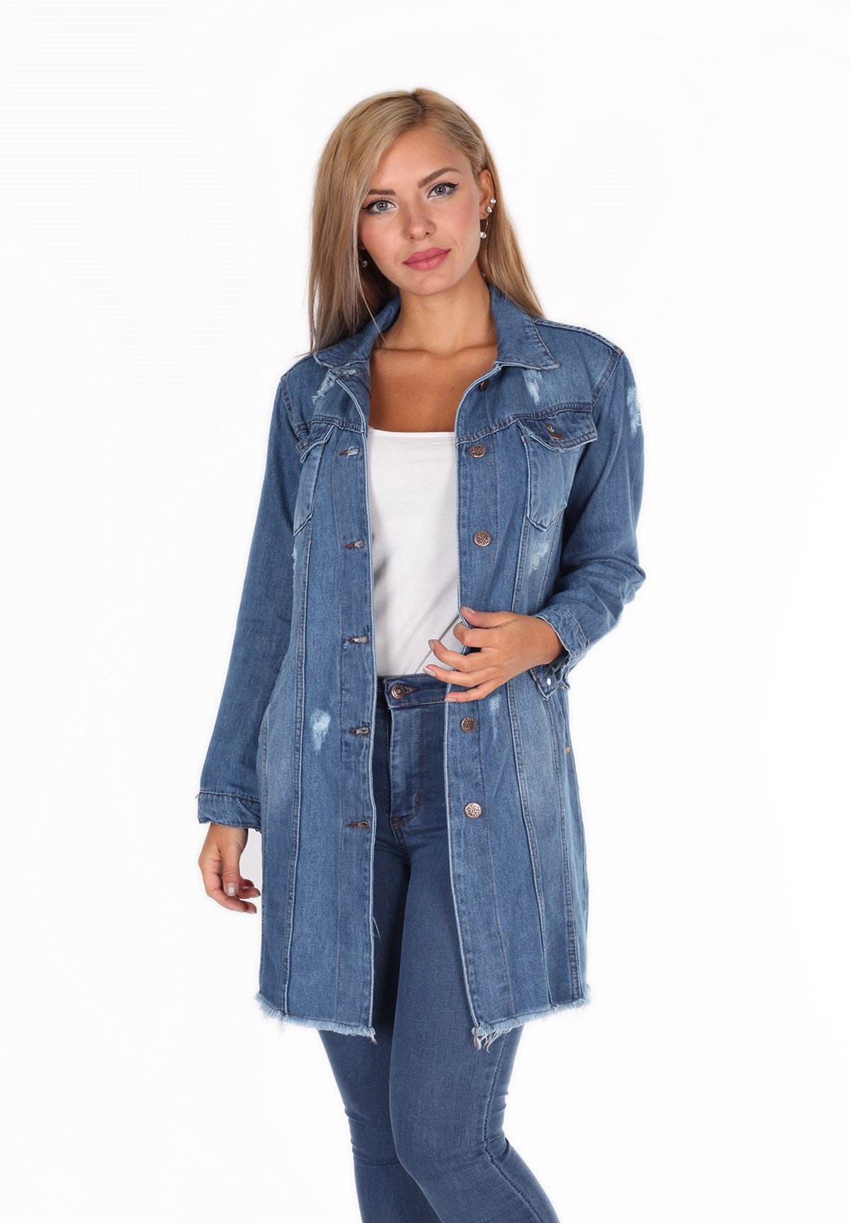 Yeni Model Mavi Kot Tunik Ceket