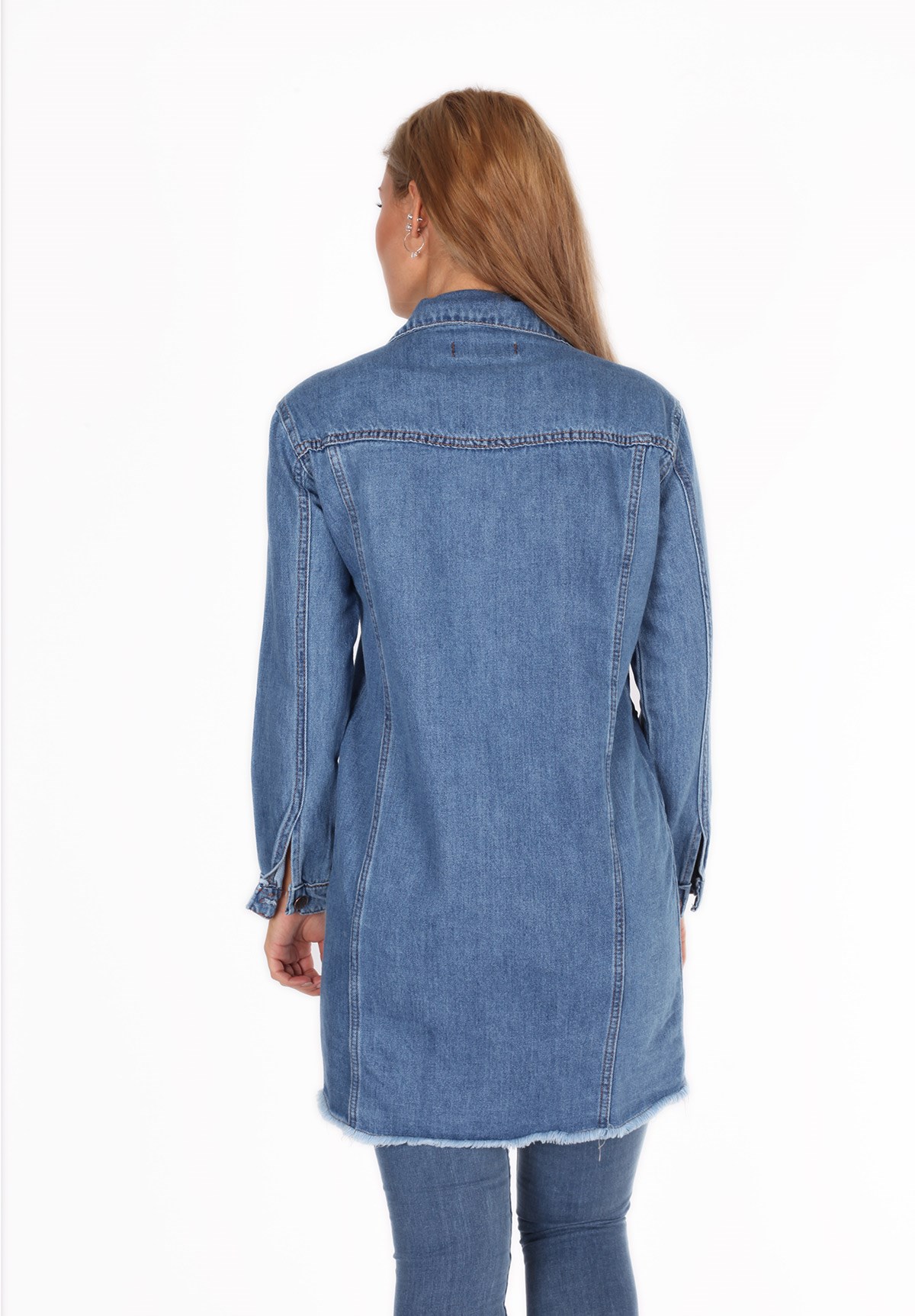 Yeni Model Yırtıksız Mavi Kot Tunik Ceket