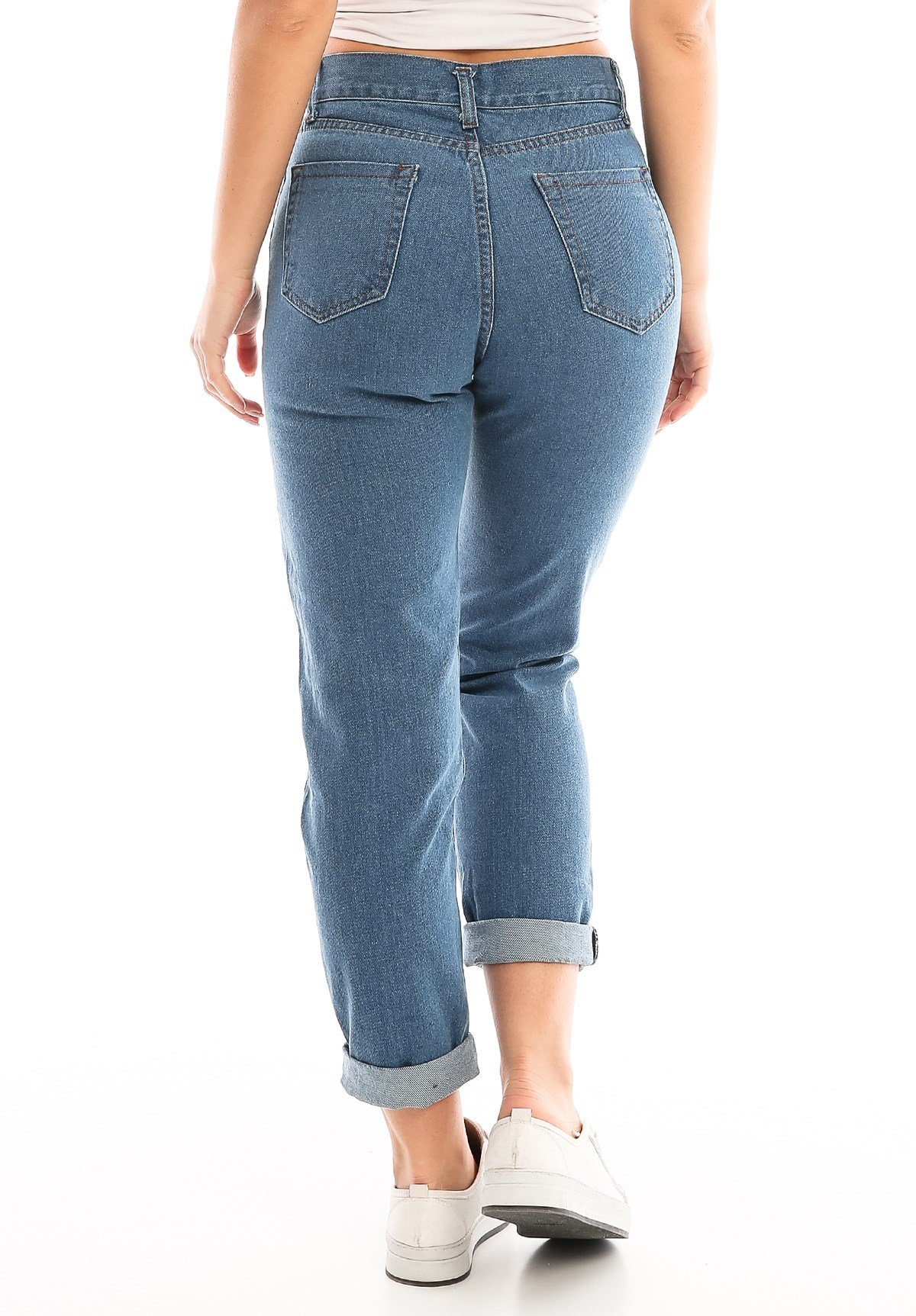 Yüksek Bel Mavi Renk Mom Model Kot Pantolon