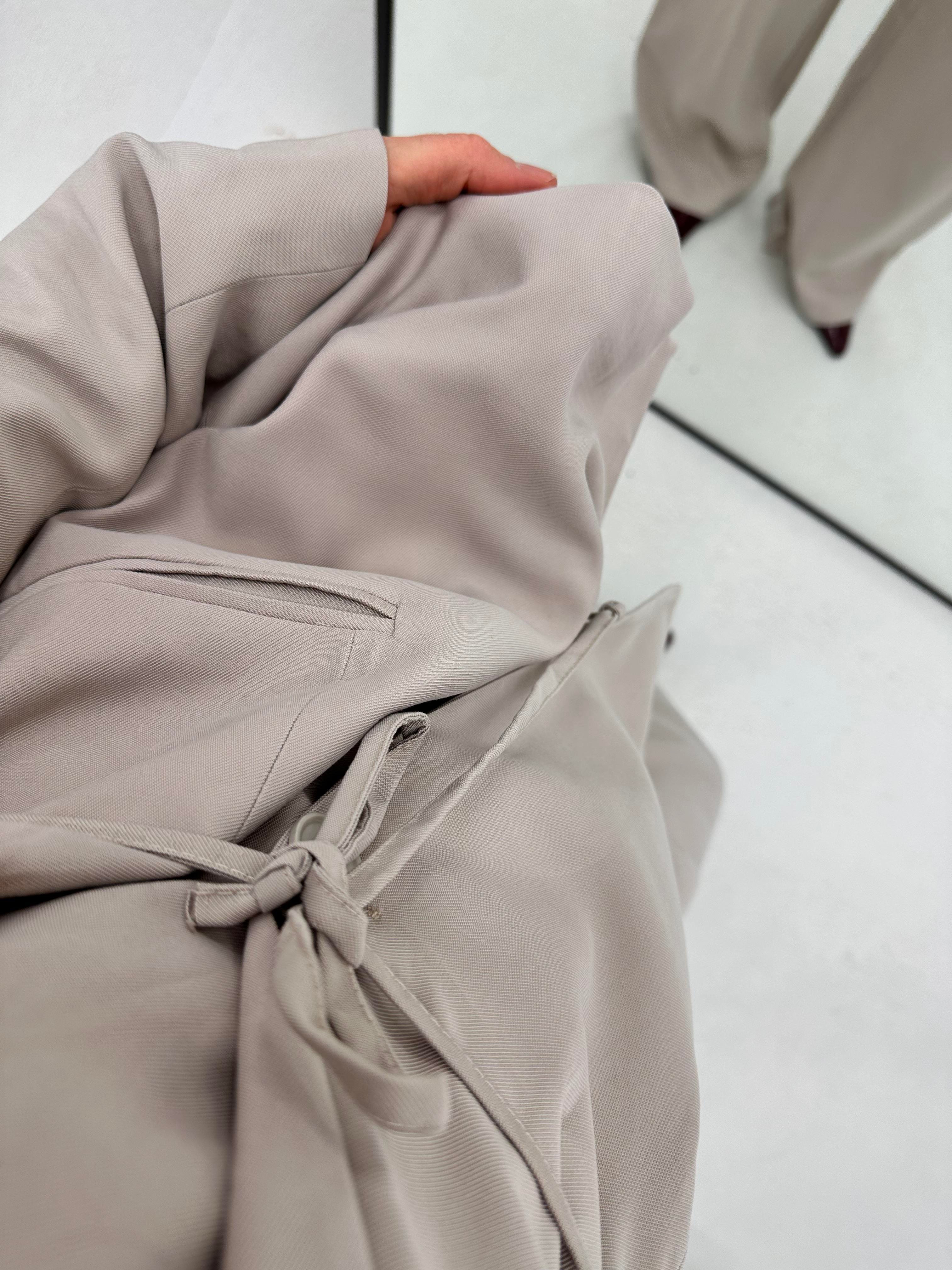  Bağlama Detaylı Taş Blazer Ceket Pantolon  Takım  