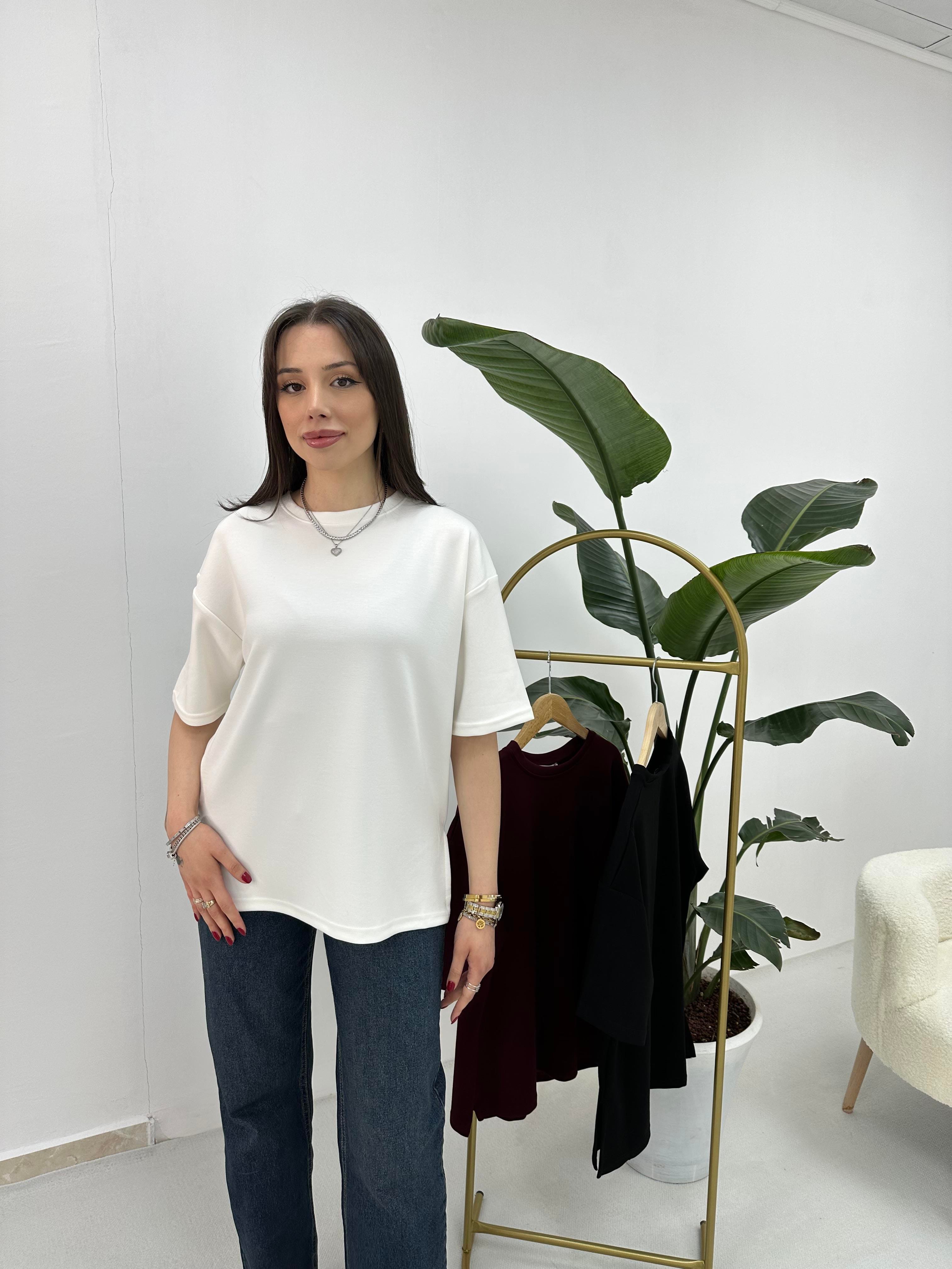  Modal Kumaş Beyaz T-shirt