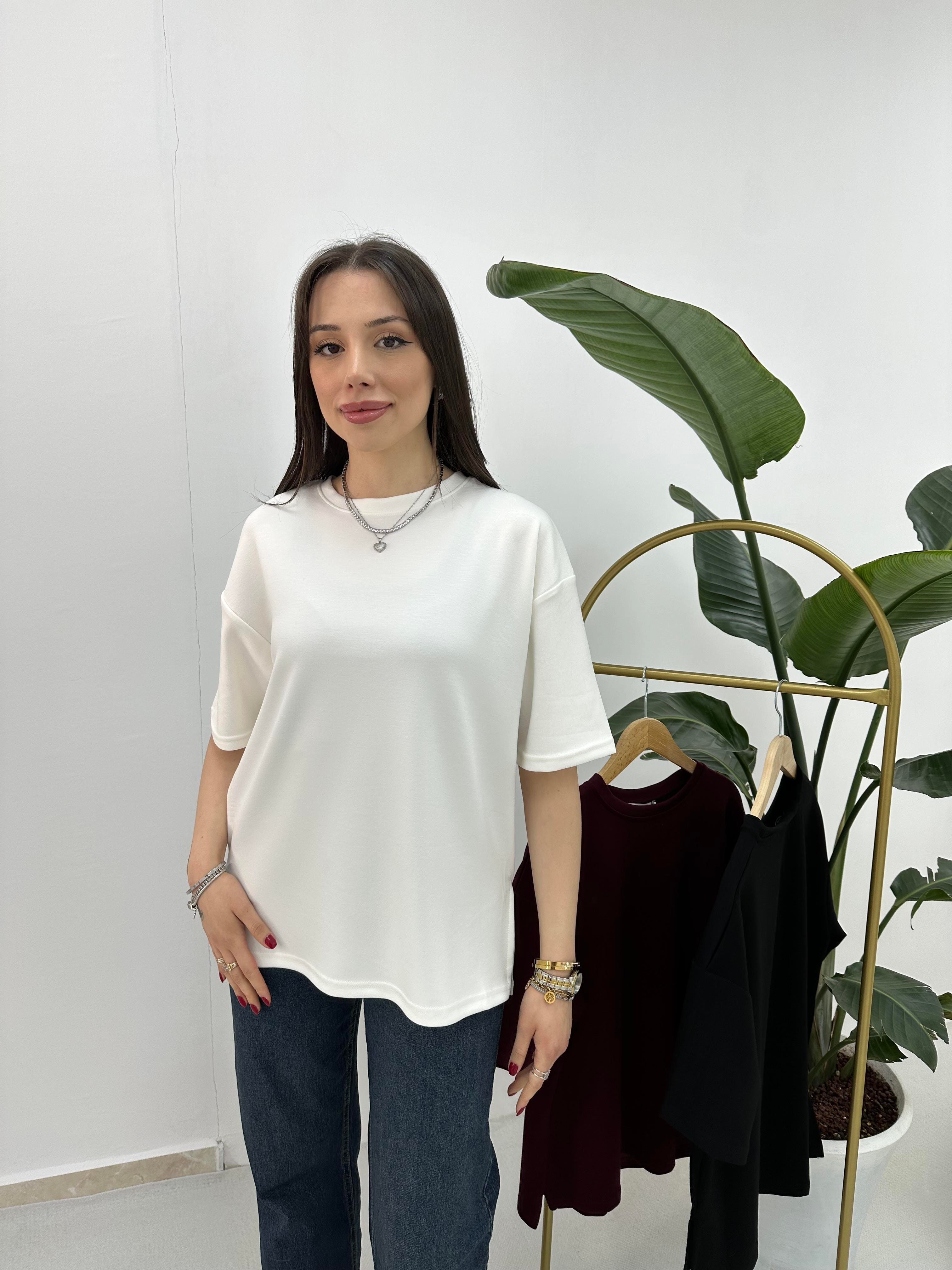  Modal Kumaş Beyaz T-shirt