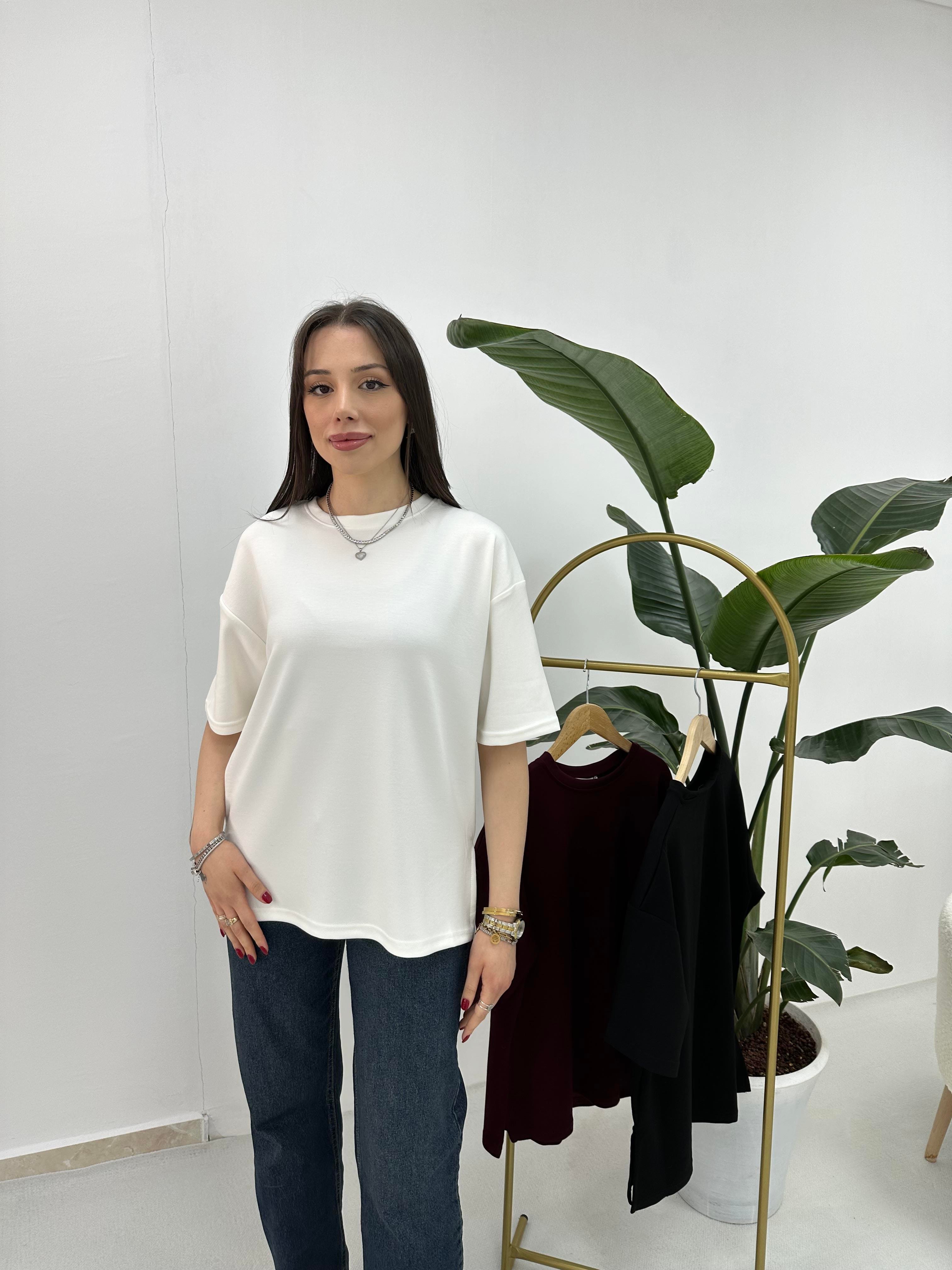  Modal Kumaş Beyaz T-shirt