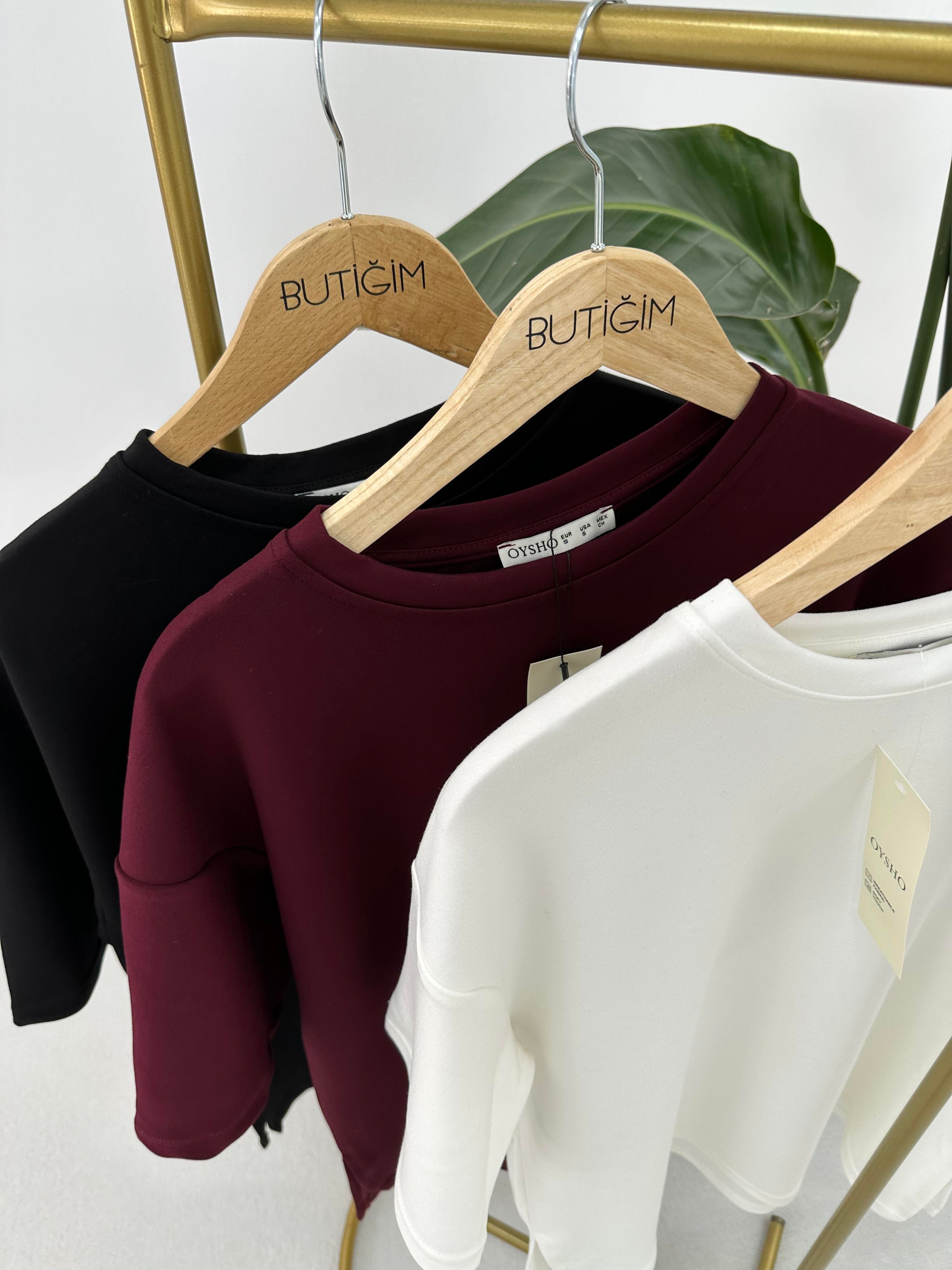  Modal Kumaş Bordo T-shirt