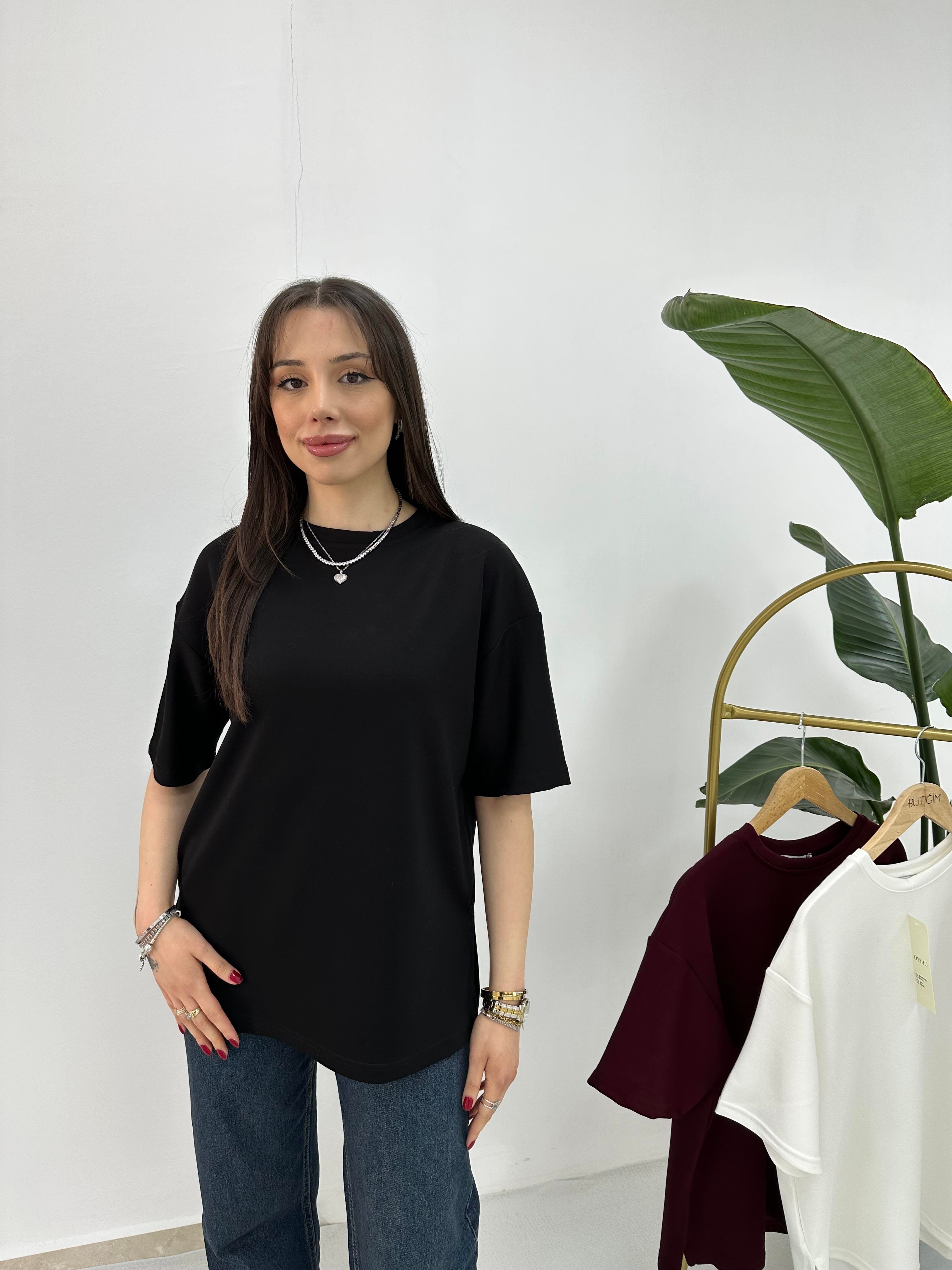  Modal Kumaş Siyah T-shirt