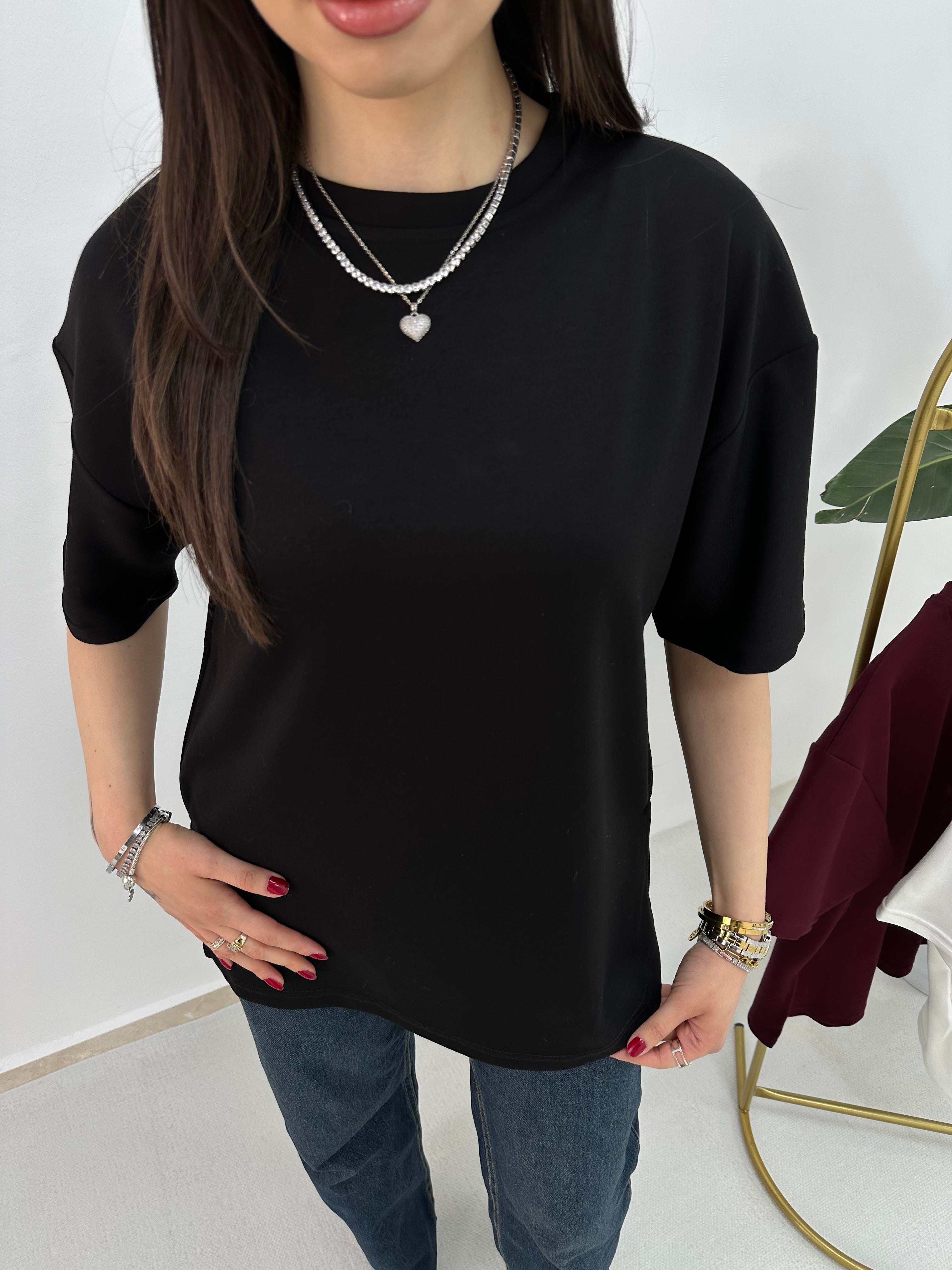  Modal Kumaş Siyah T-shirt