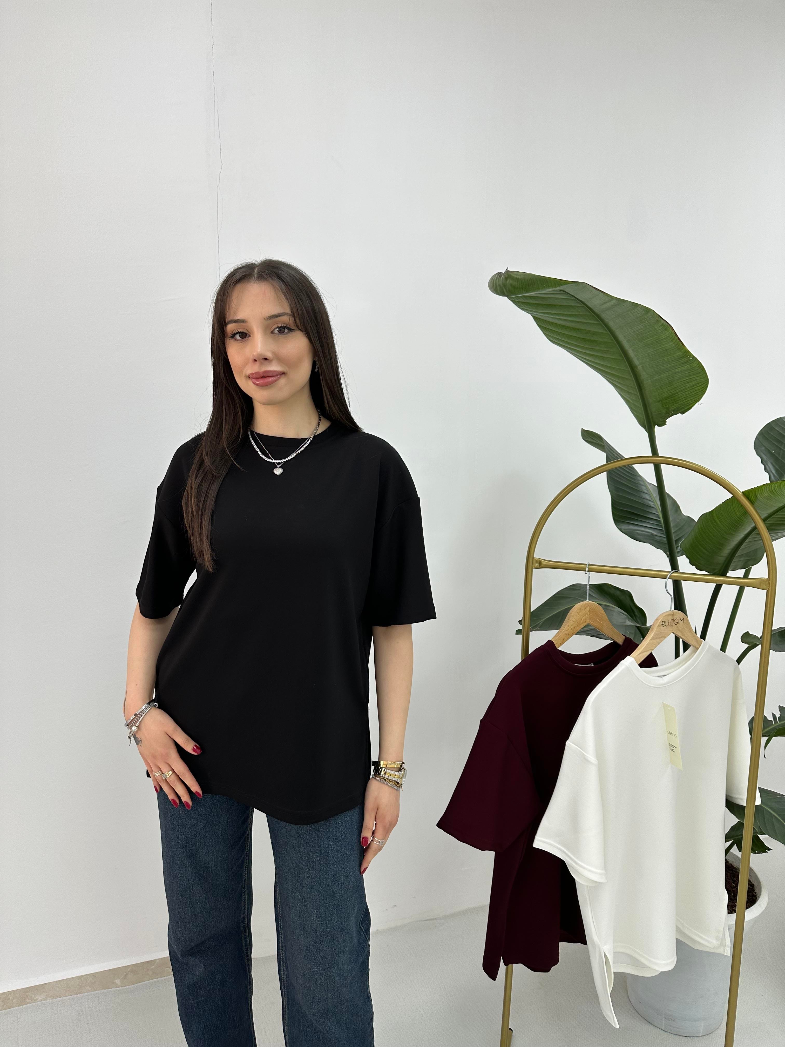  Modal Kumaş Siyah T-shirt