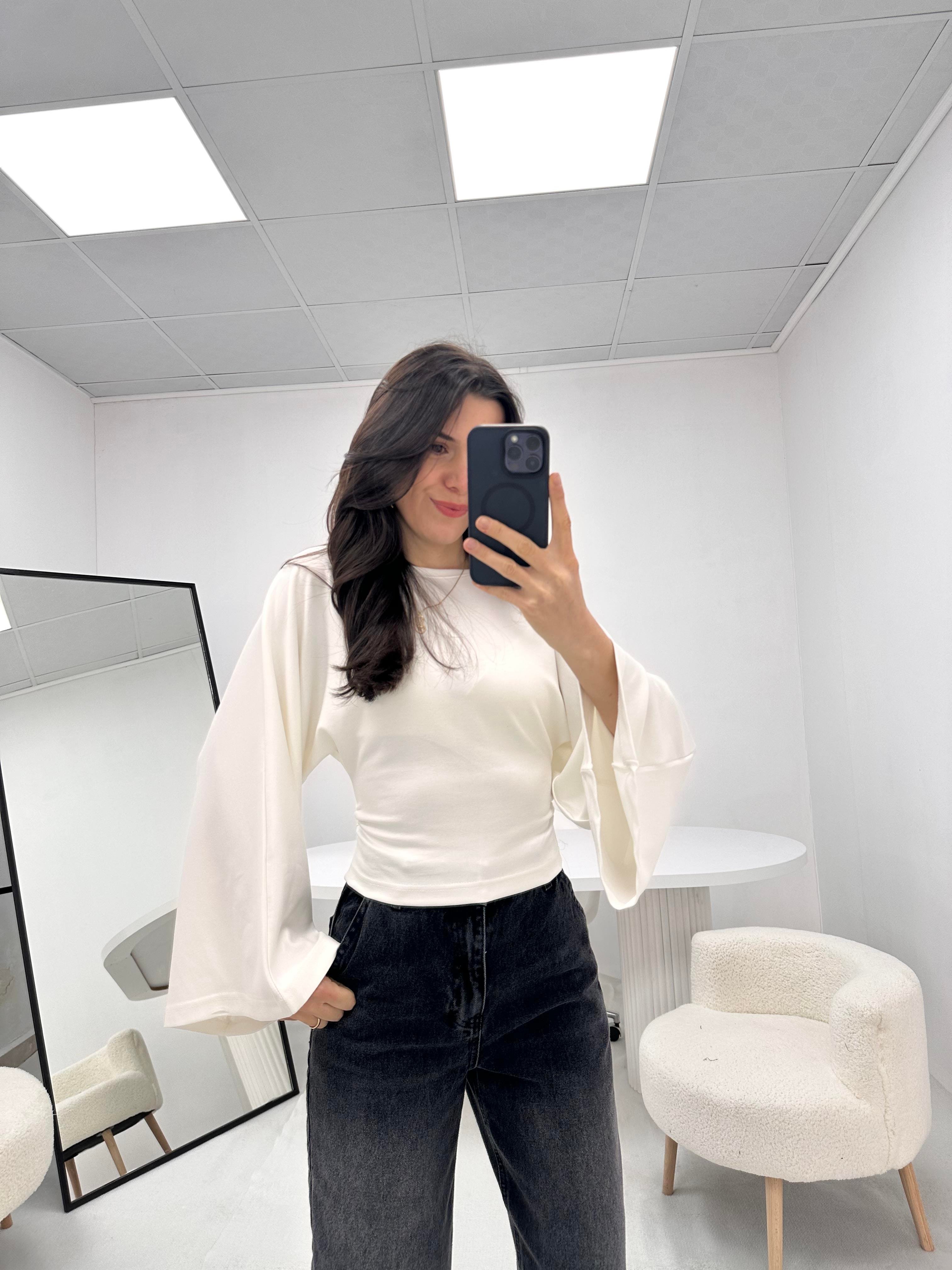 Belden Pens Detaylı Beyaz  Bluz 