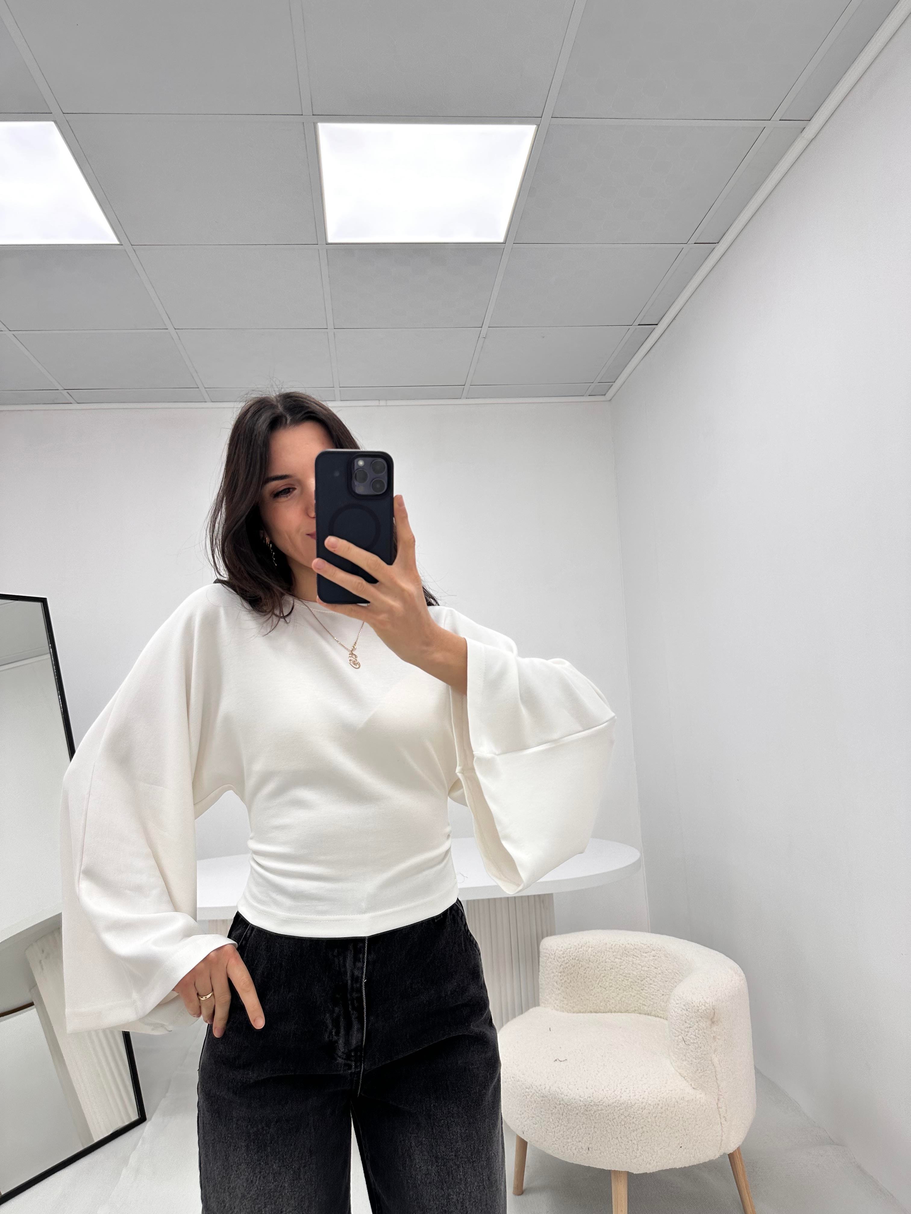 Belden Pens Detaylı Beyaz  Bluz 