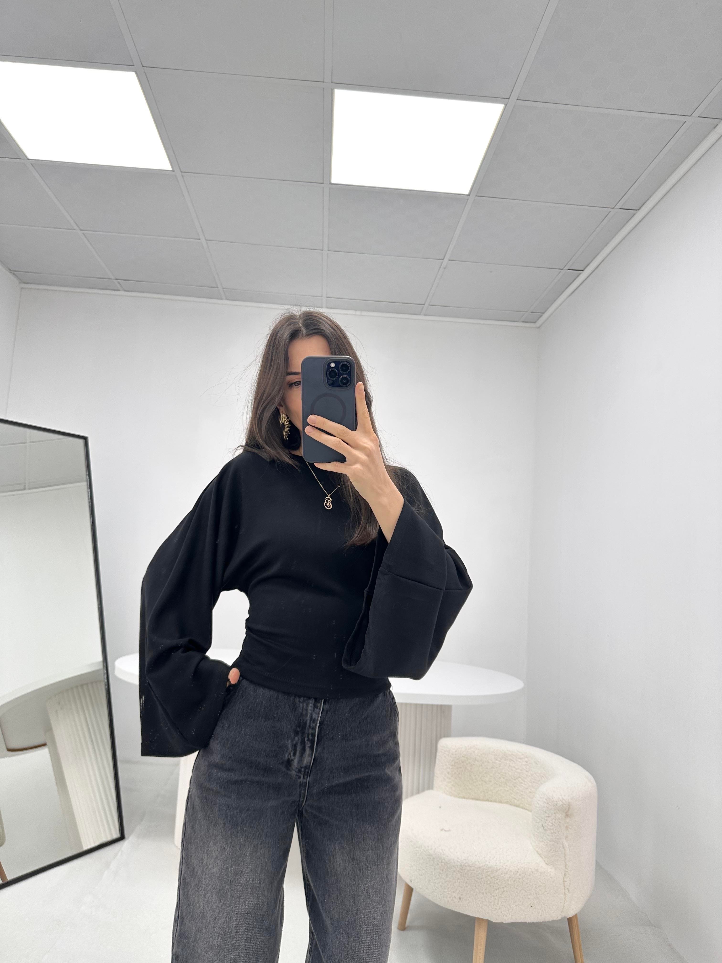 Belden Pens Detaylı Siyah Bluz 
