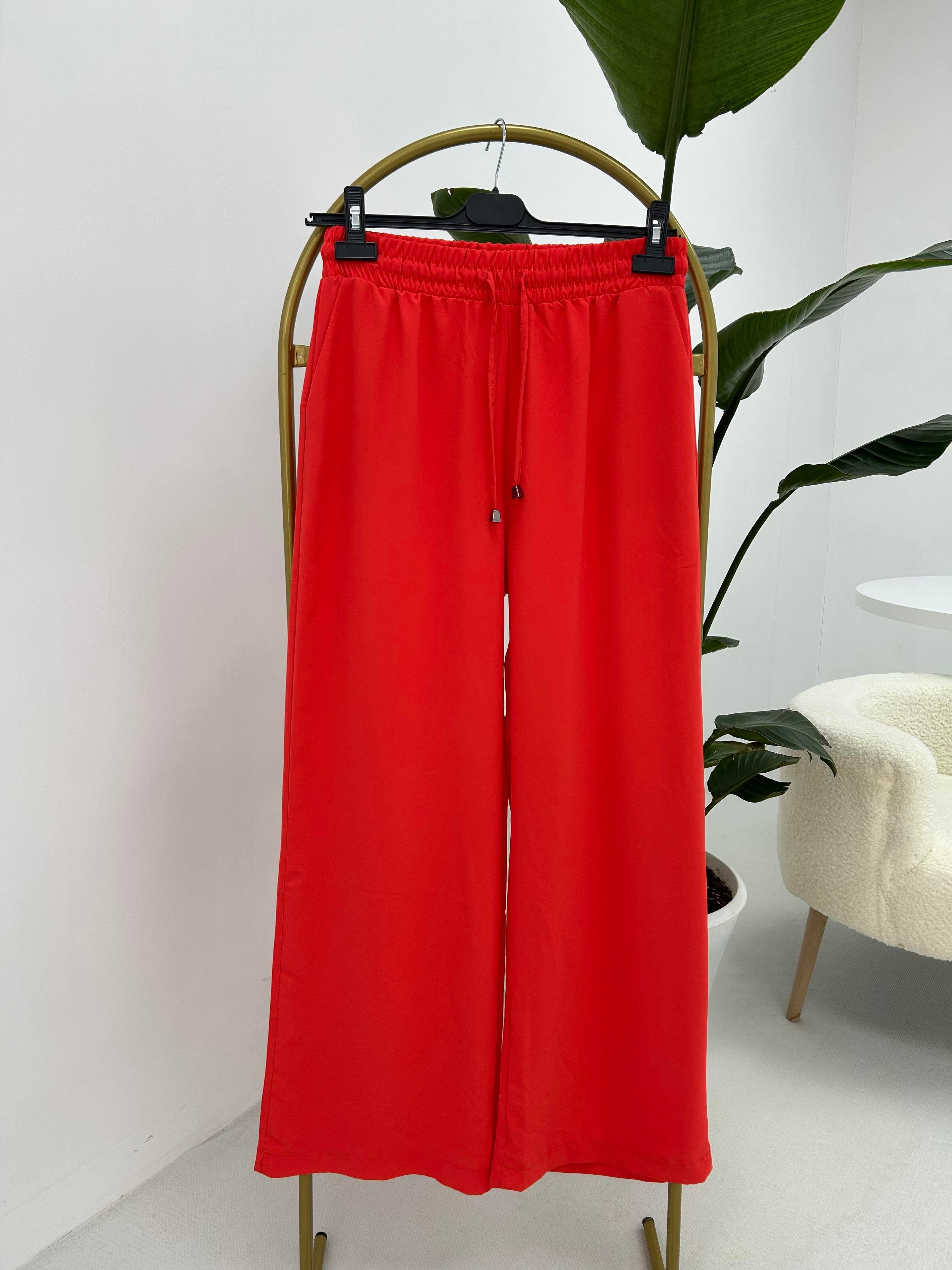 Beli Lastikli Nar Çiçeği Pantolon 