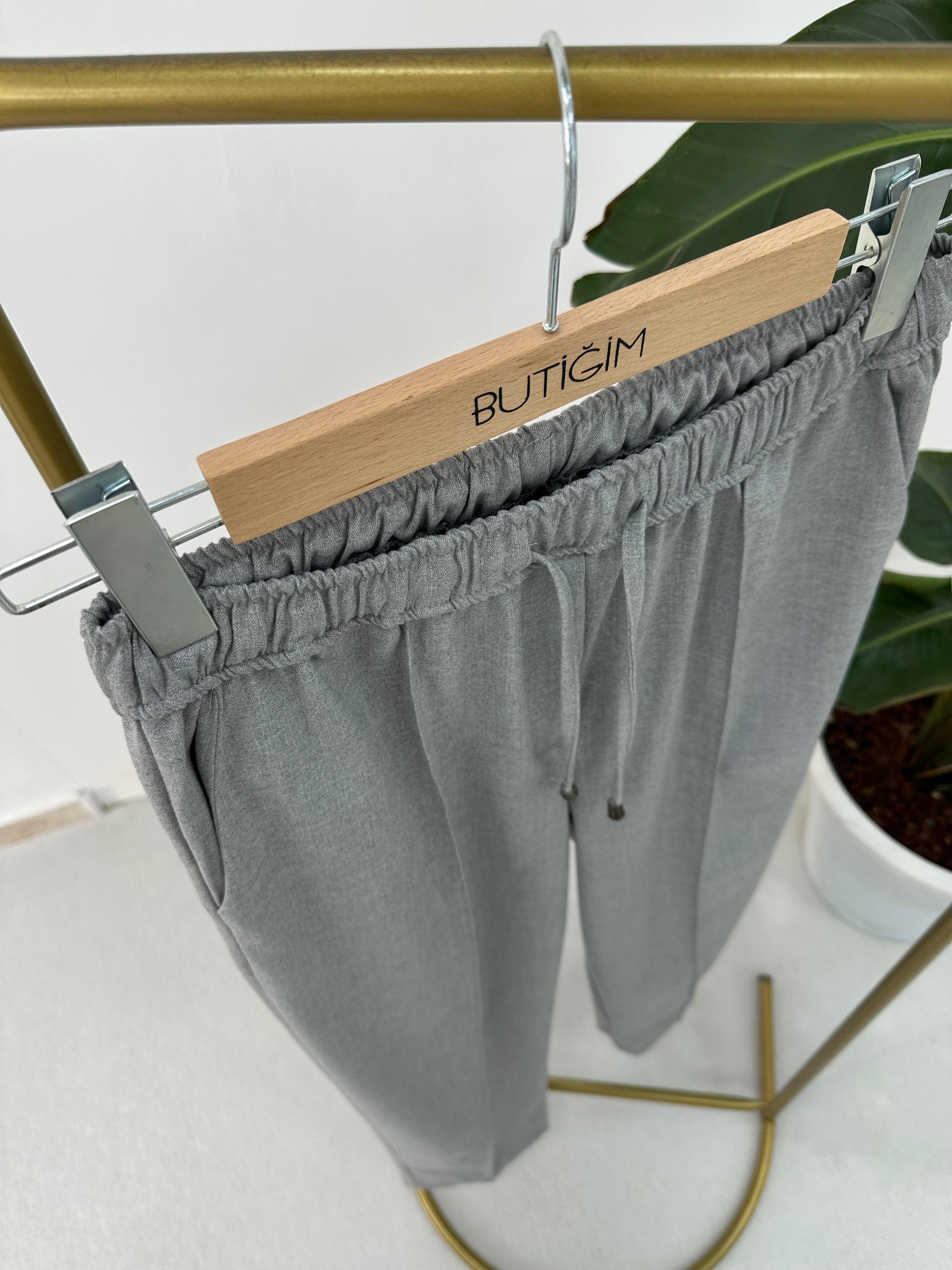 Beli Lastikli Pantolon Gri